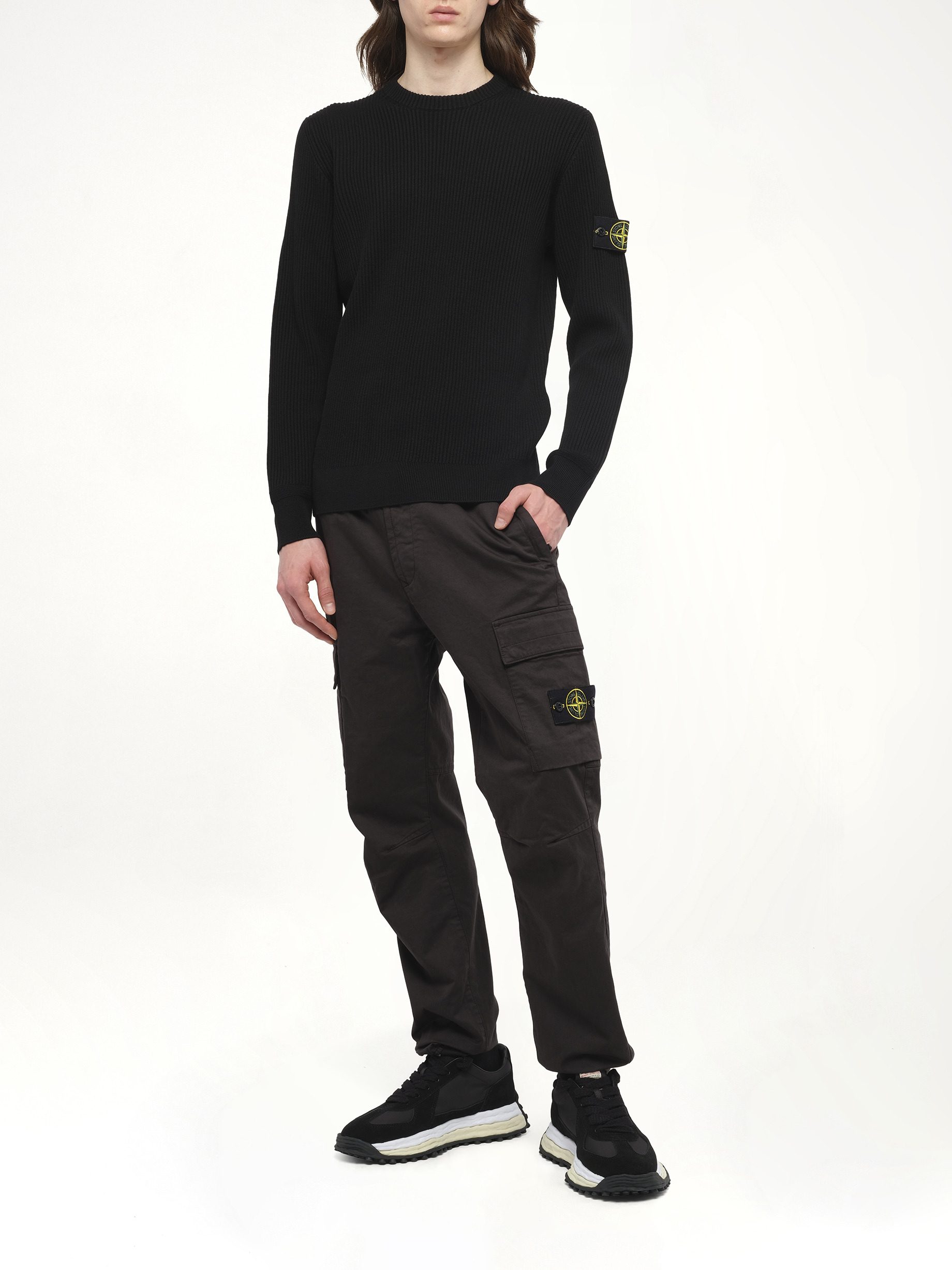 510005 Wool Crew Neck Sweater in Black - 4