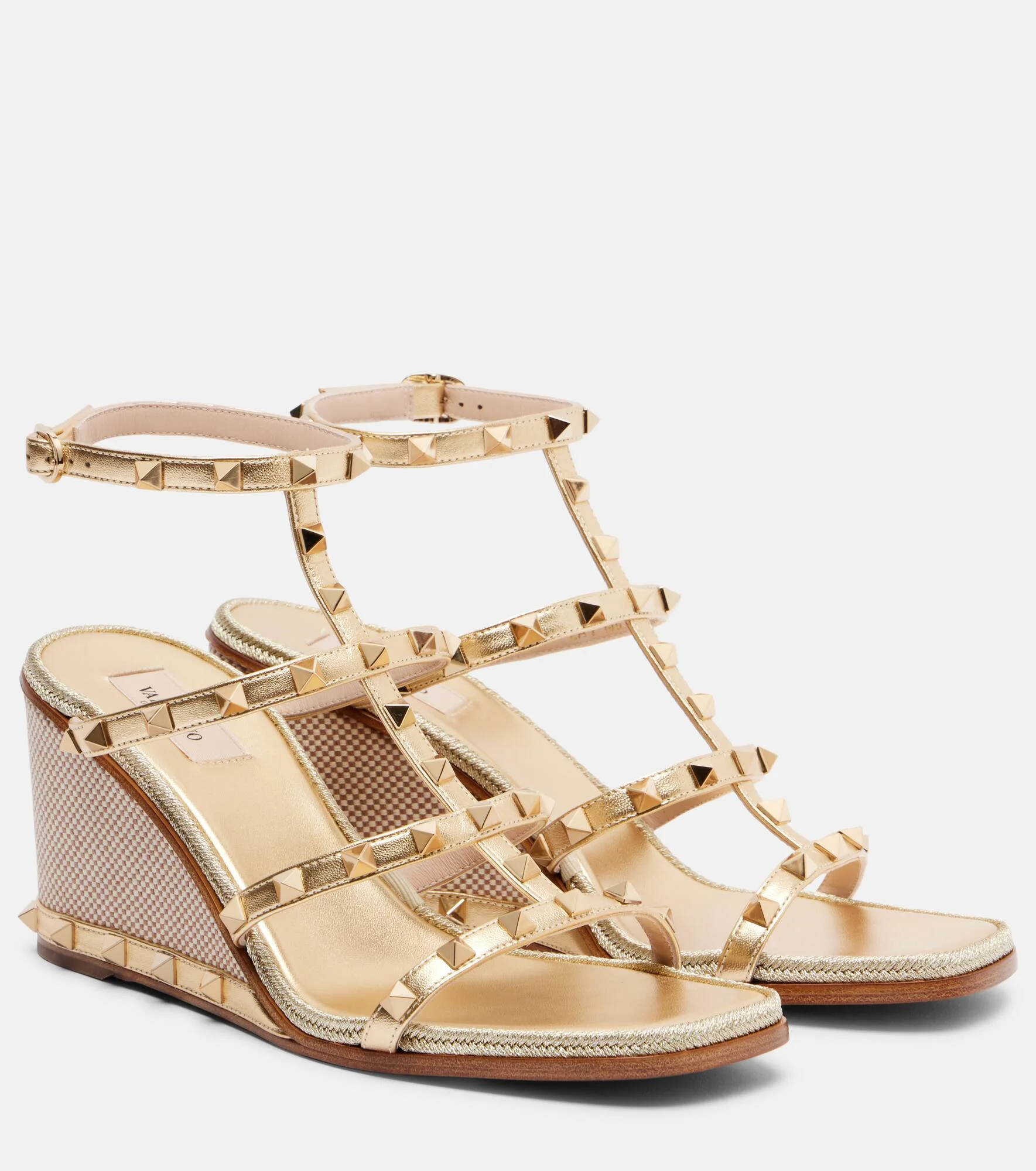 Rockstud 80 leather espadrille wedges - 1