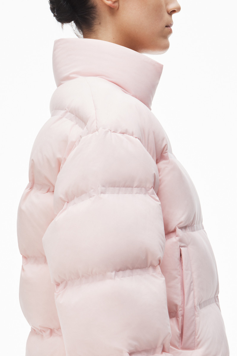 cropped puffer coat with reflective logo 6