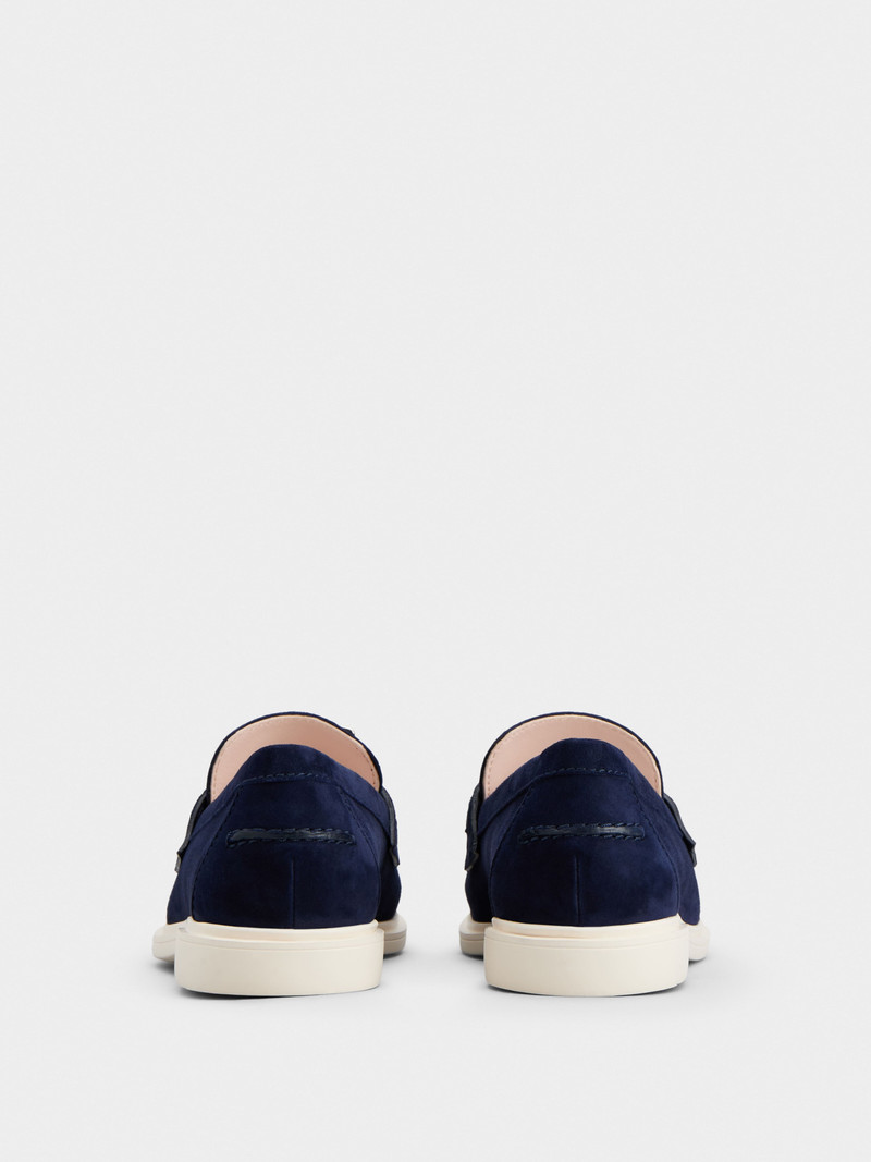 Roger Vivier Viv' Rangers Metal Buckle Loafers in Suede outlook