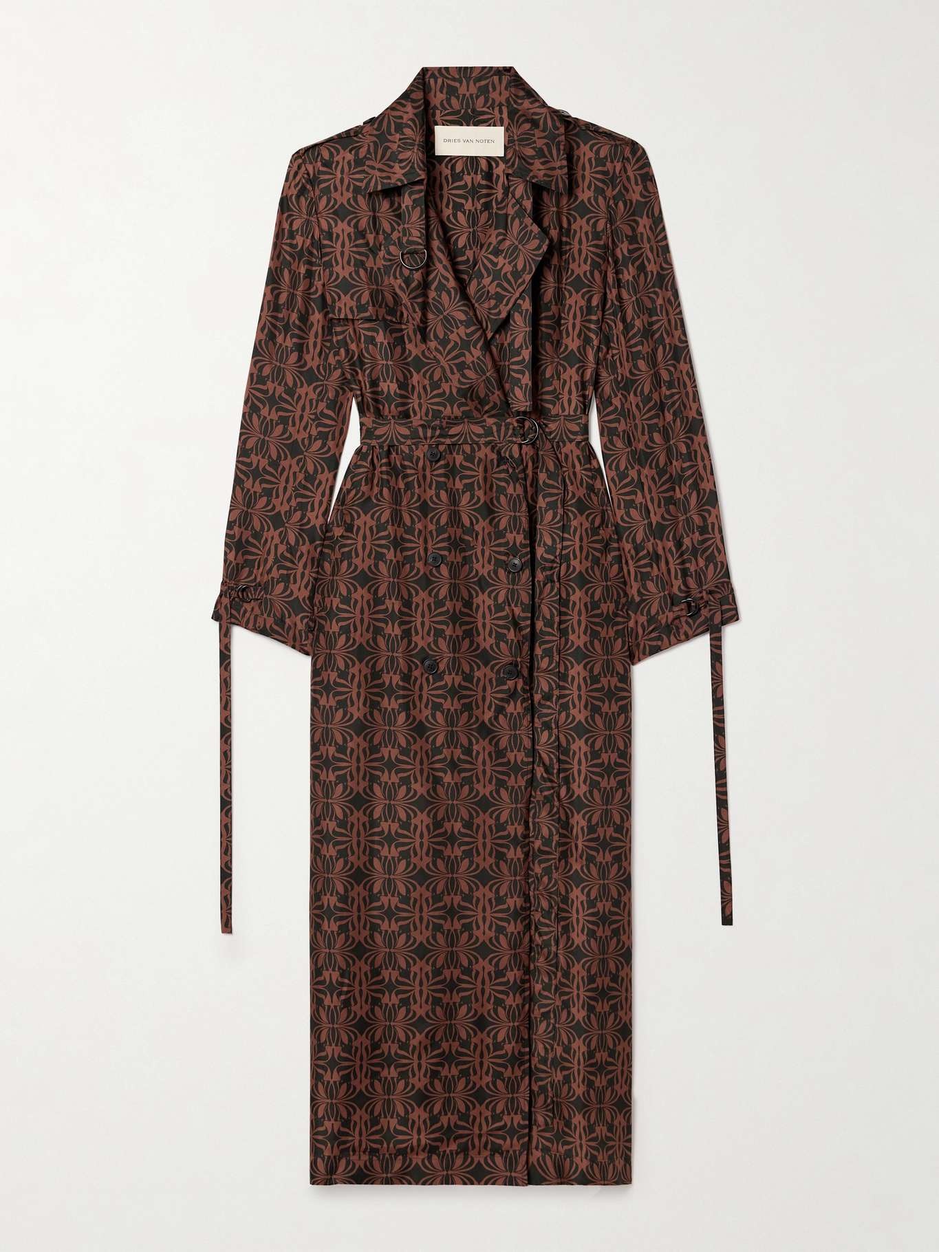 Belted printed silk trench coat - 1