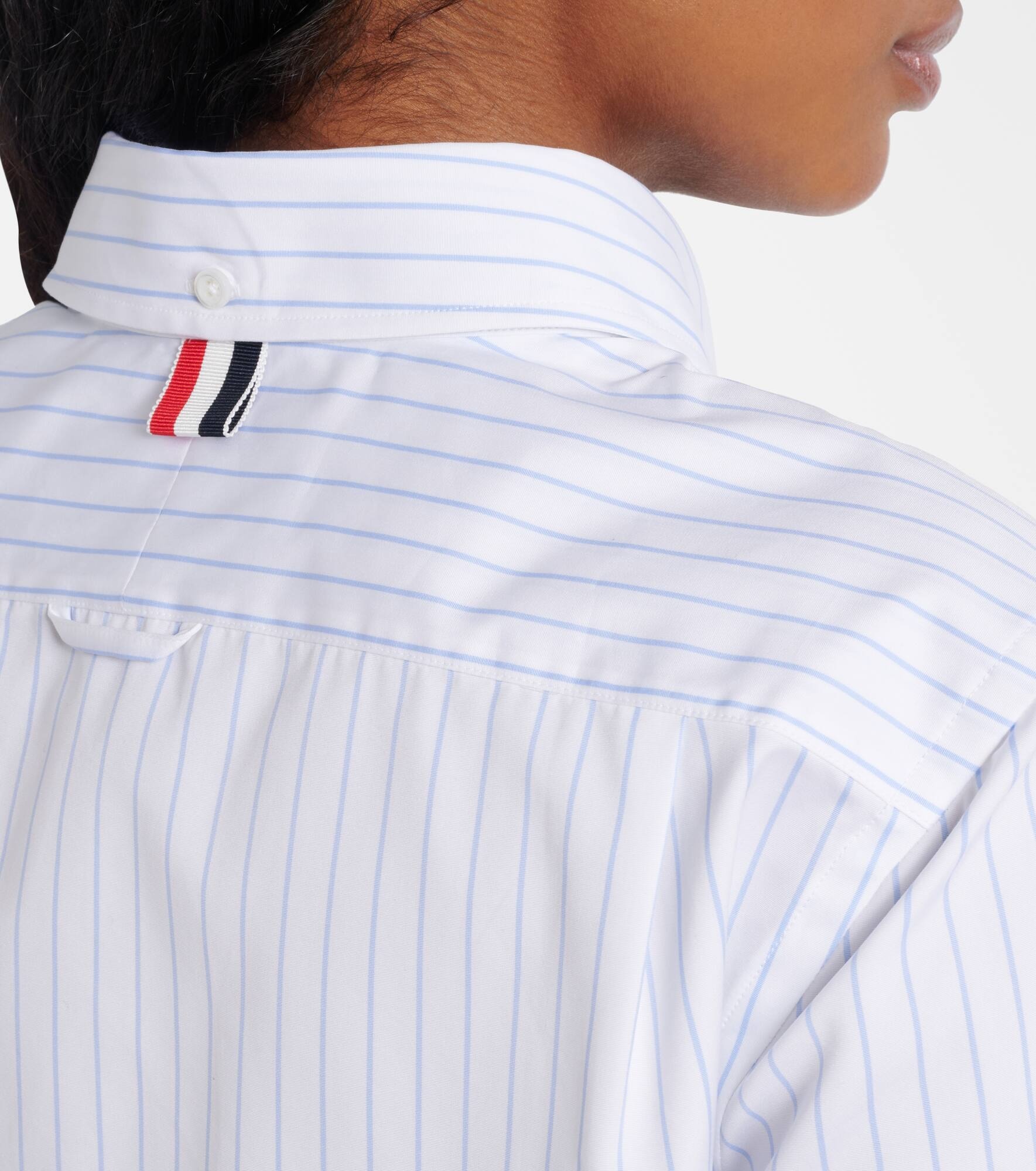 Pinstriped cropped cotton poplin shirt - 6
