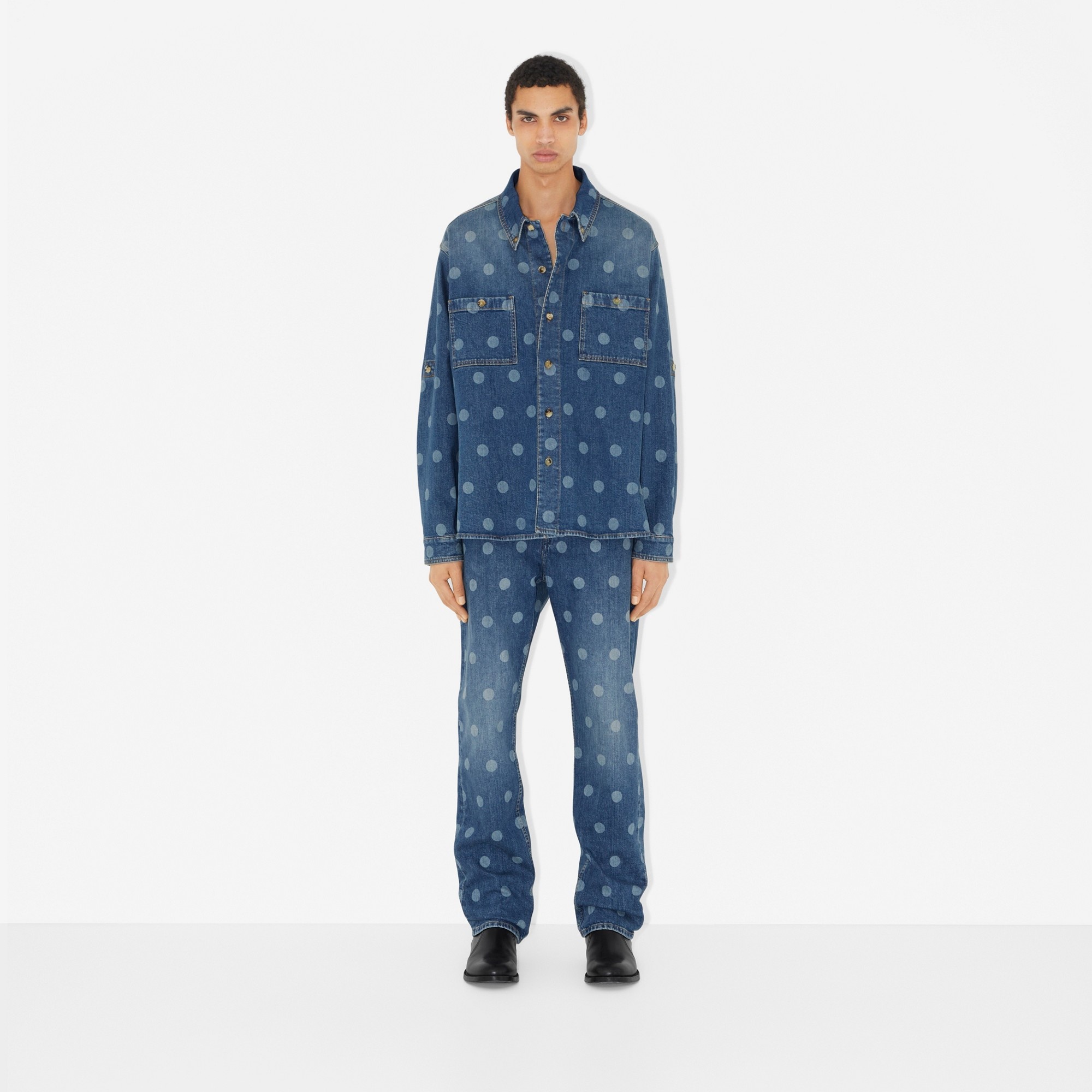 Straight Fit Polka Dot Stonewash Jeans - 2
