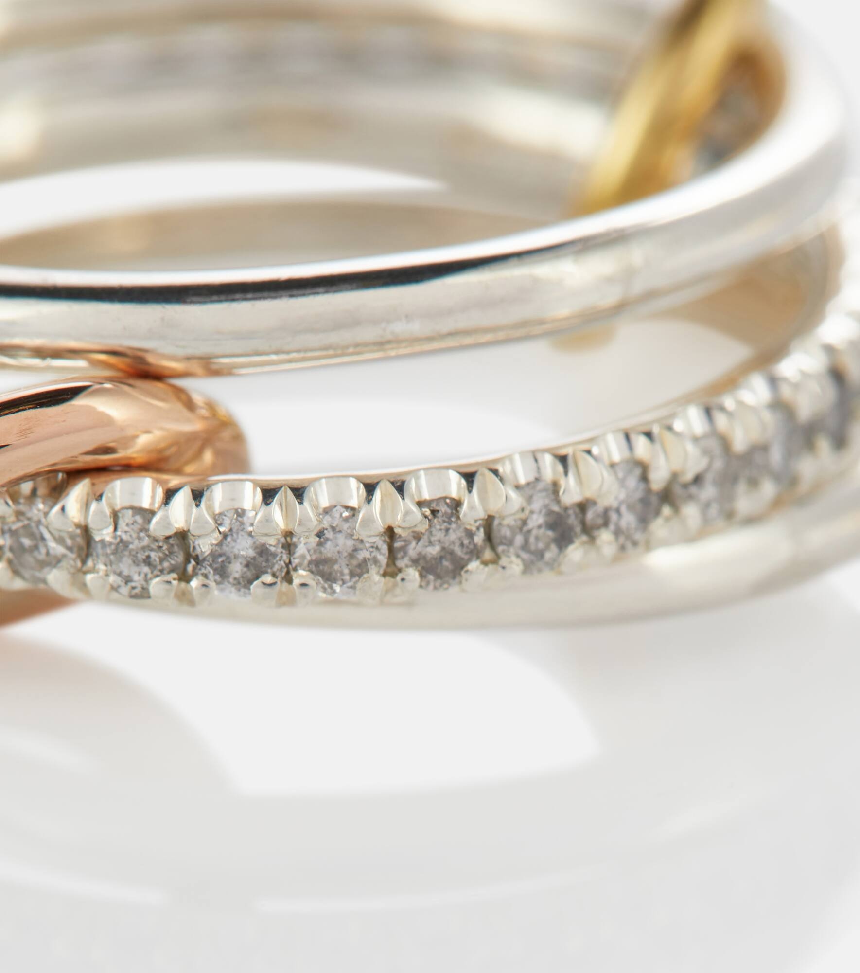 Tigris MX Gris sterling silver ring with diamonds and yellow and rose gold connectors - 6