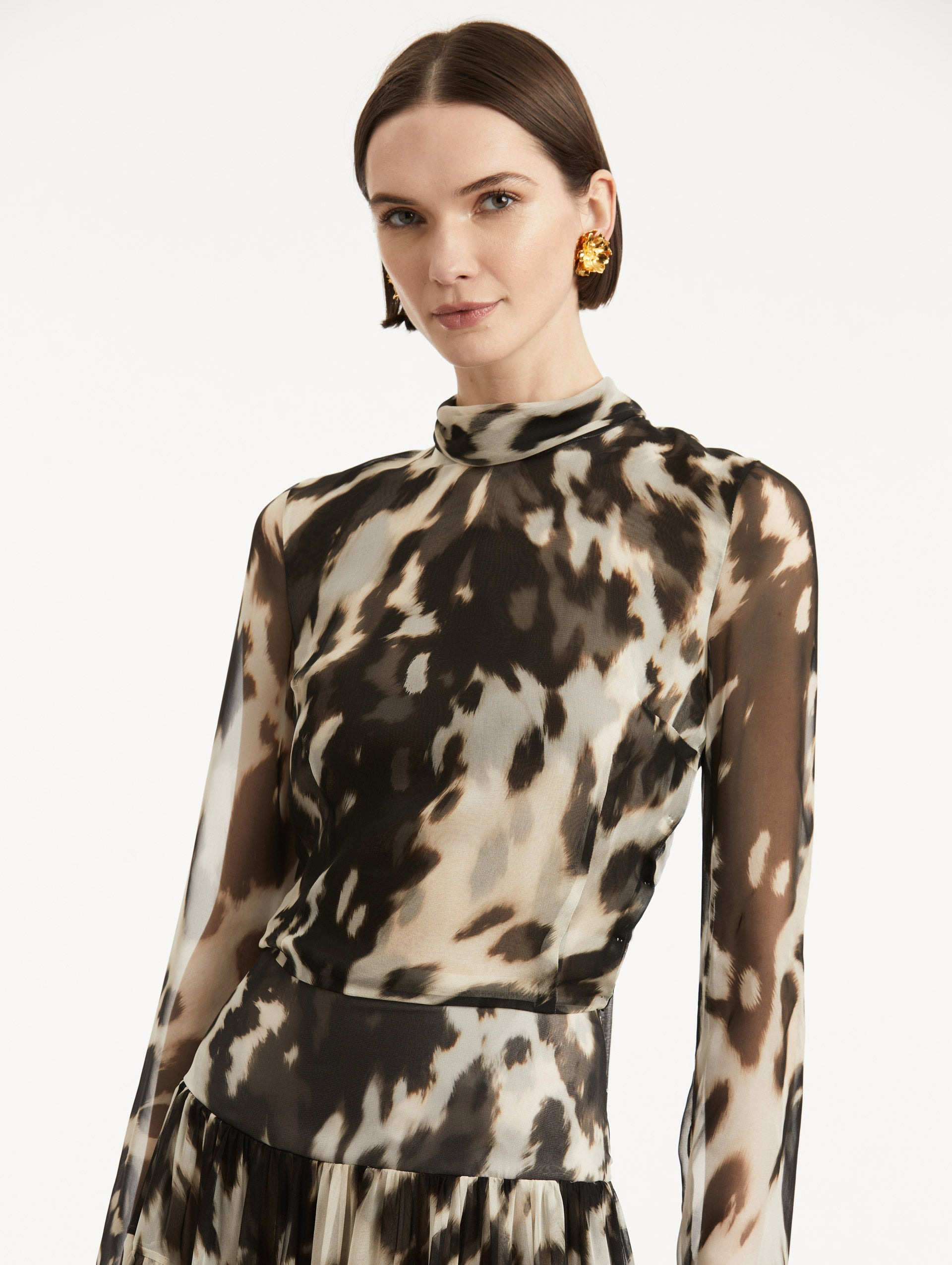 COWHIDE PRINTED SILK CHIFFON DRESS - 4