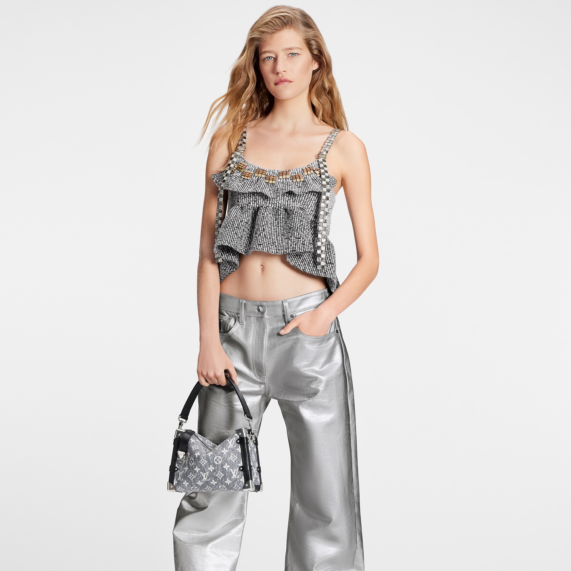 Metallized Denim Straight-Cut Jeans - 5