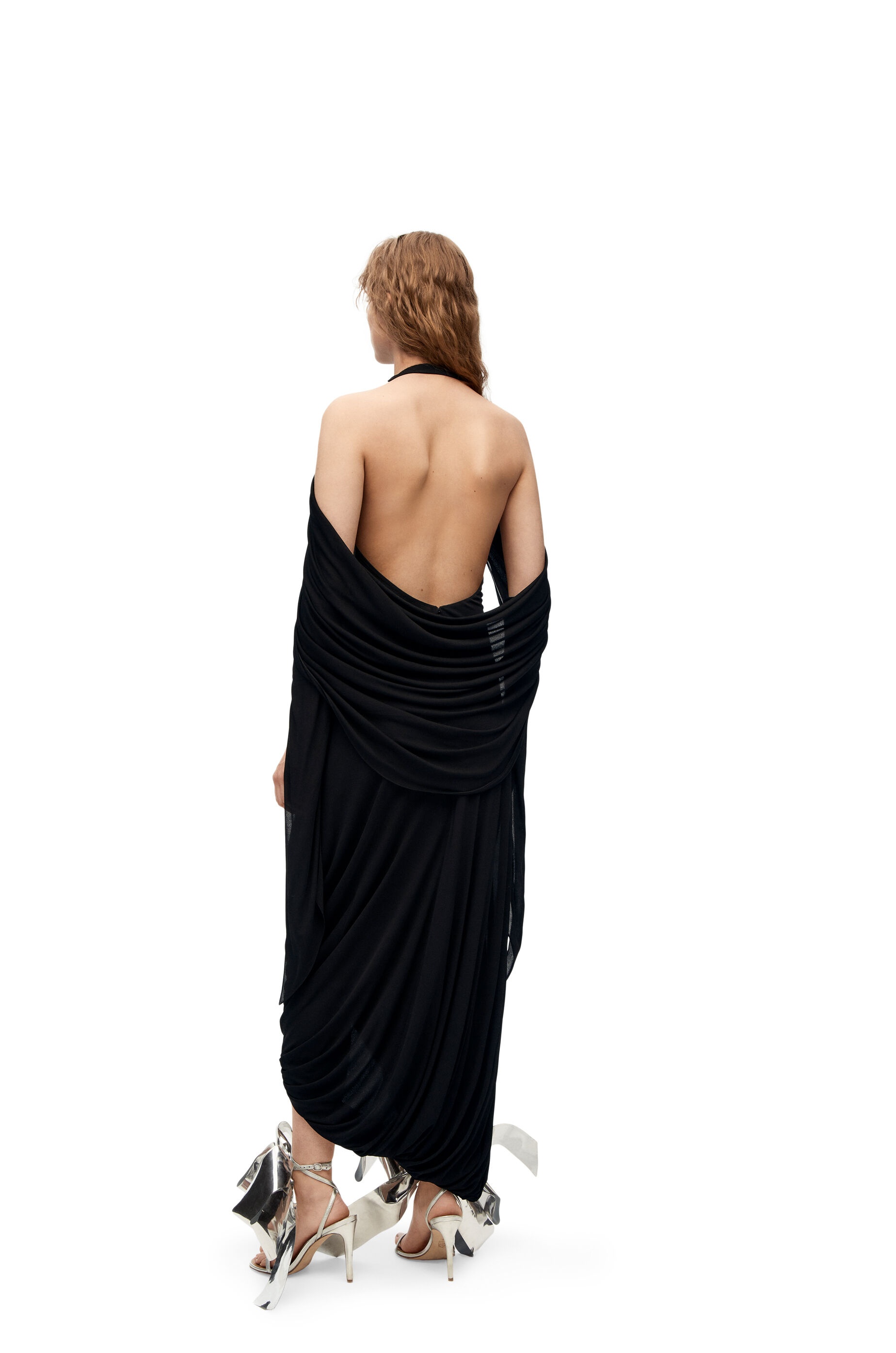 Draped halter dress in viscose - 3