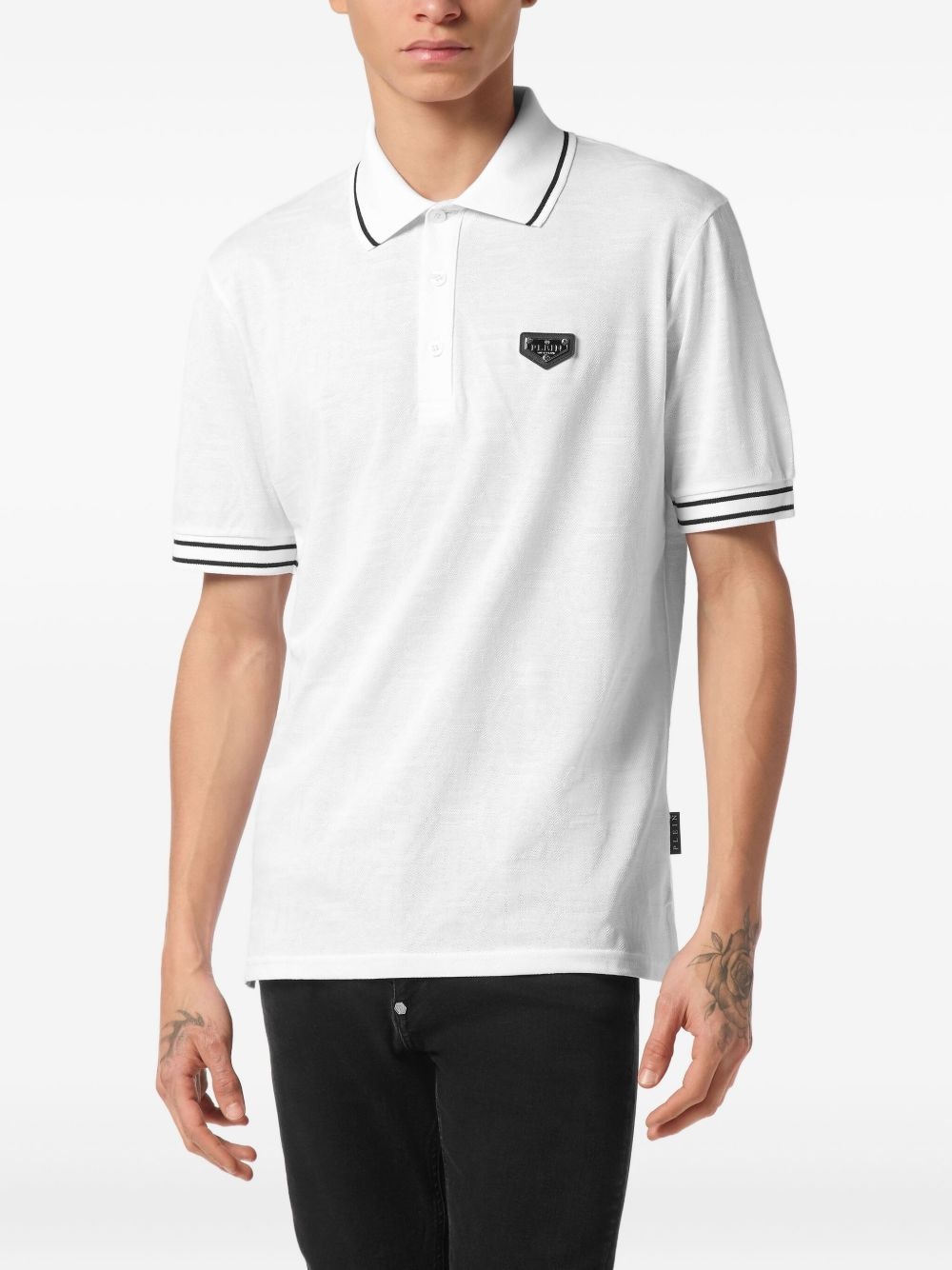 logo-plaque polo shirt - 3