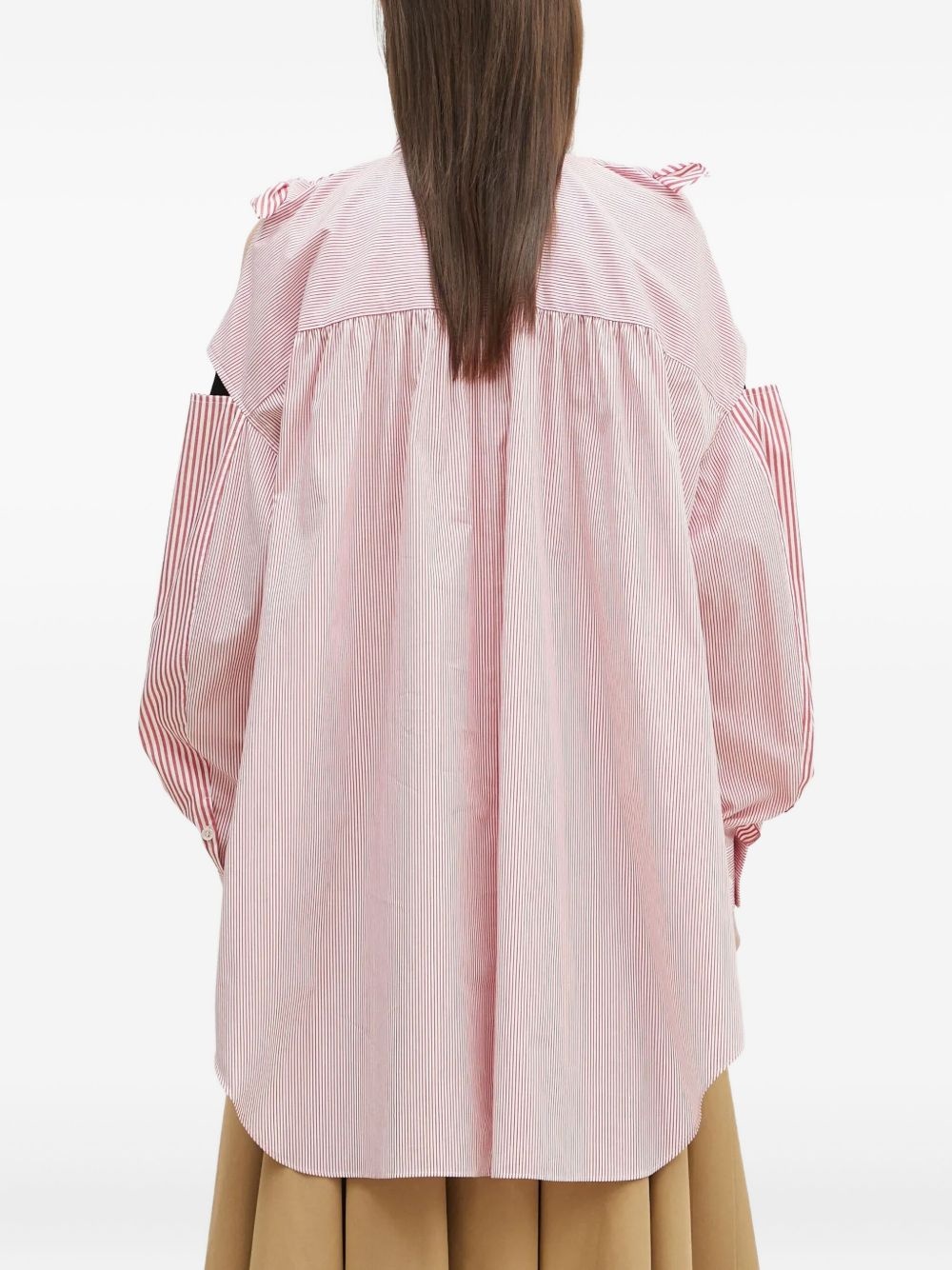 striped cut-out shoulder shirt - 3