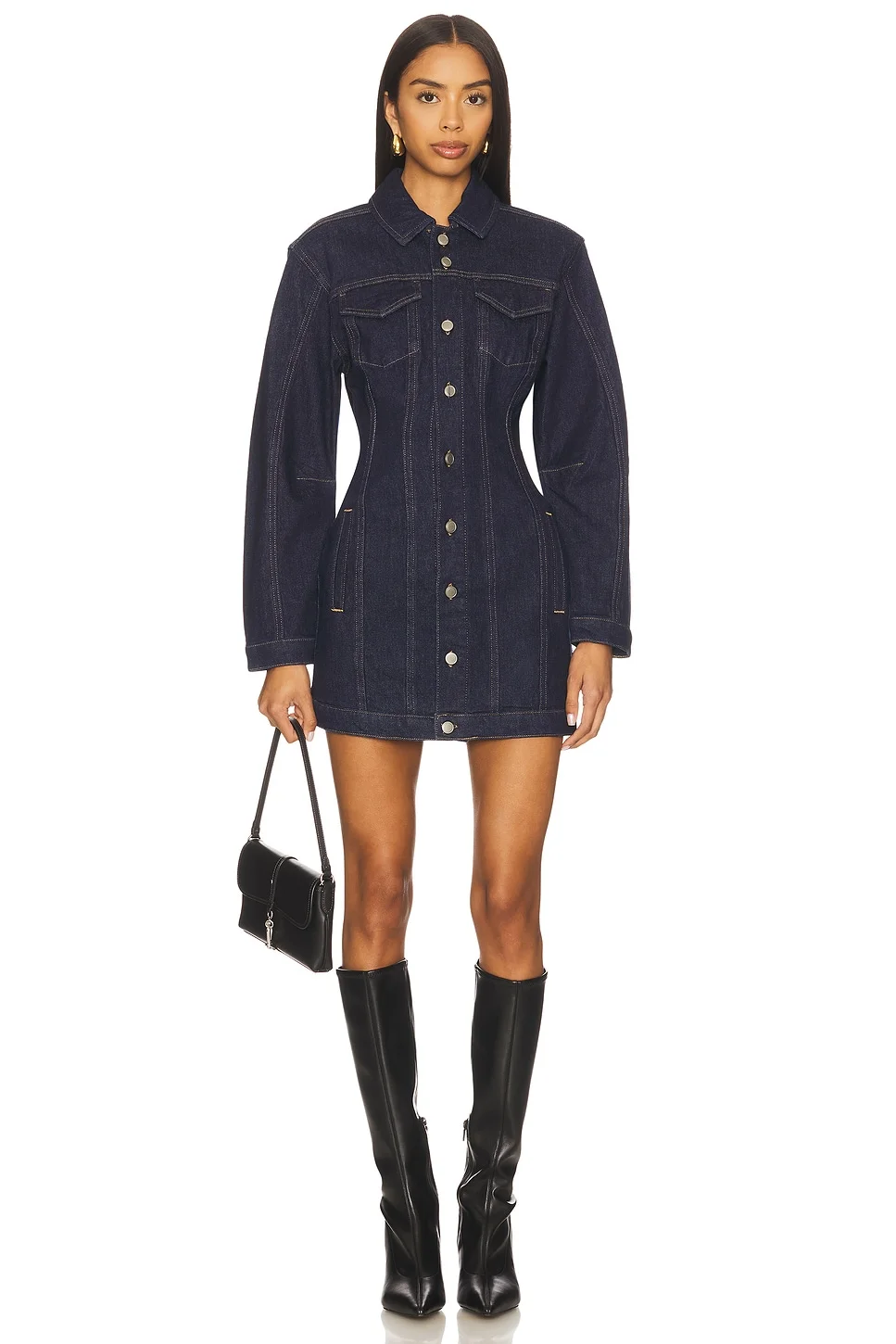 Barrel Long Sleeve Mini Dress - 1