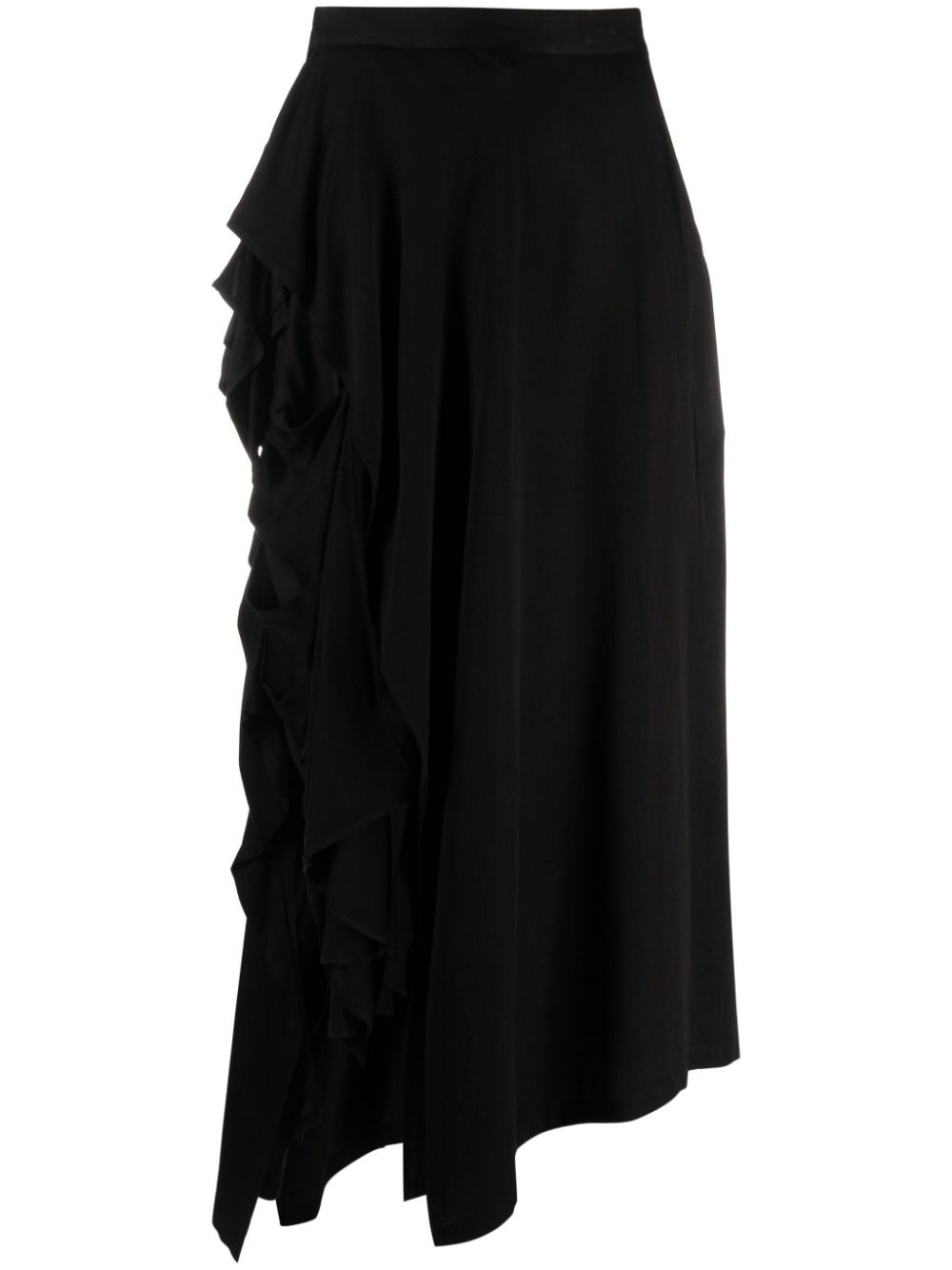 ruffled-detail asymmetric maxi skirt - 1