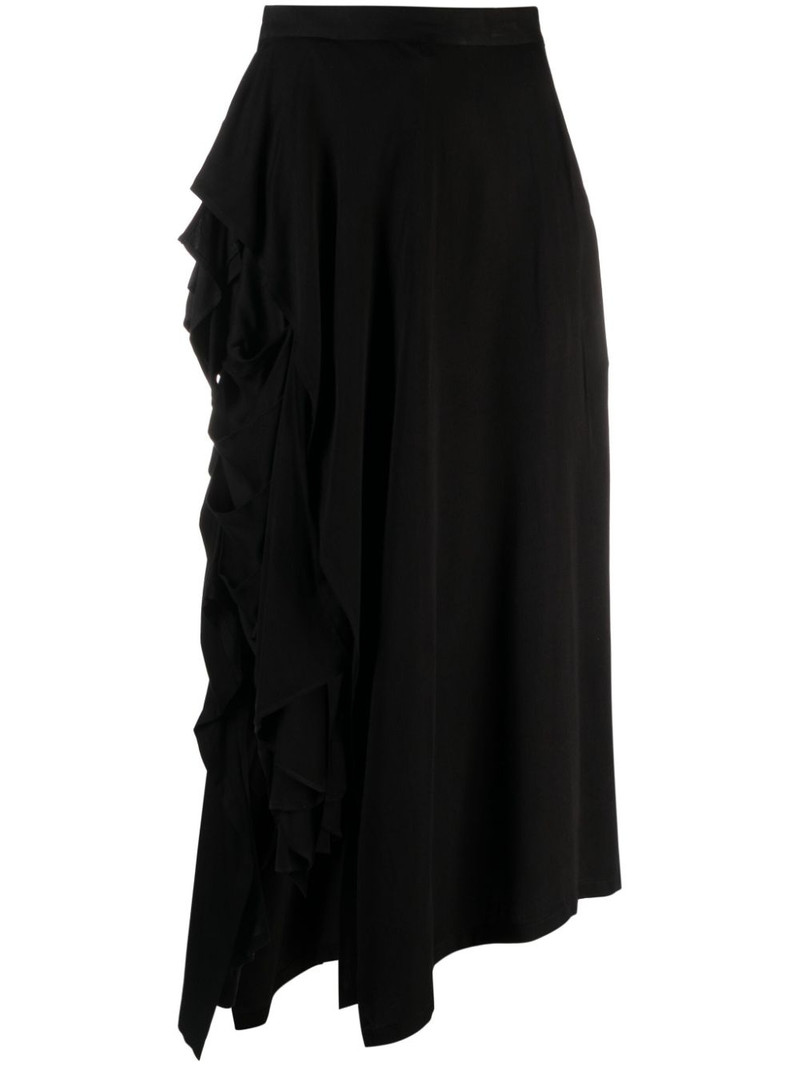 ruffled-detail asymmetric maxi skirt 1