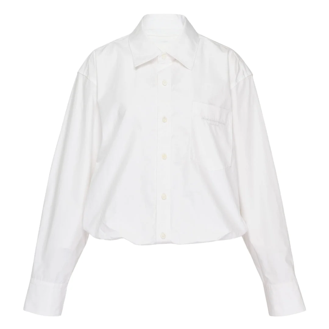 Gathered Cropped Striped Shirt - 1