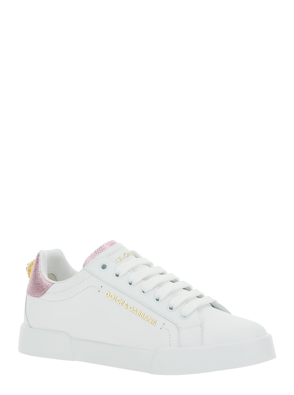 Dolce & Gabbana Women 'Portofino' White Sneaker With Logo And Metallic Inserts In Leather Woman - 2