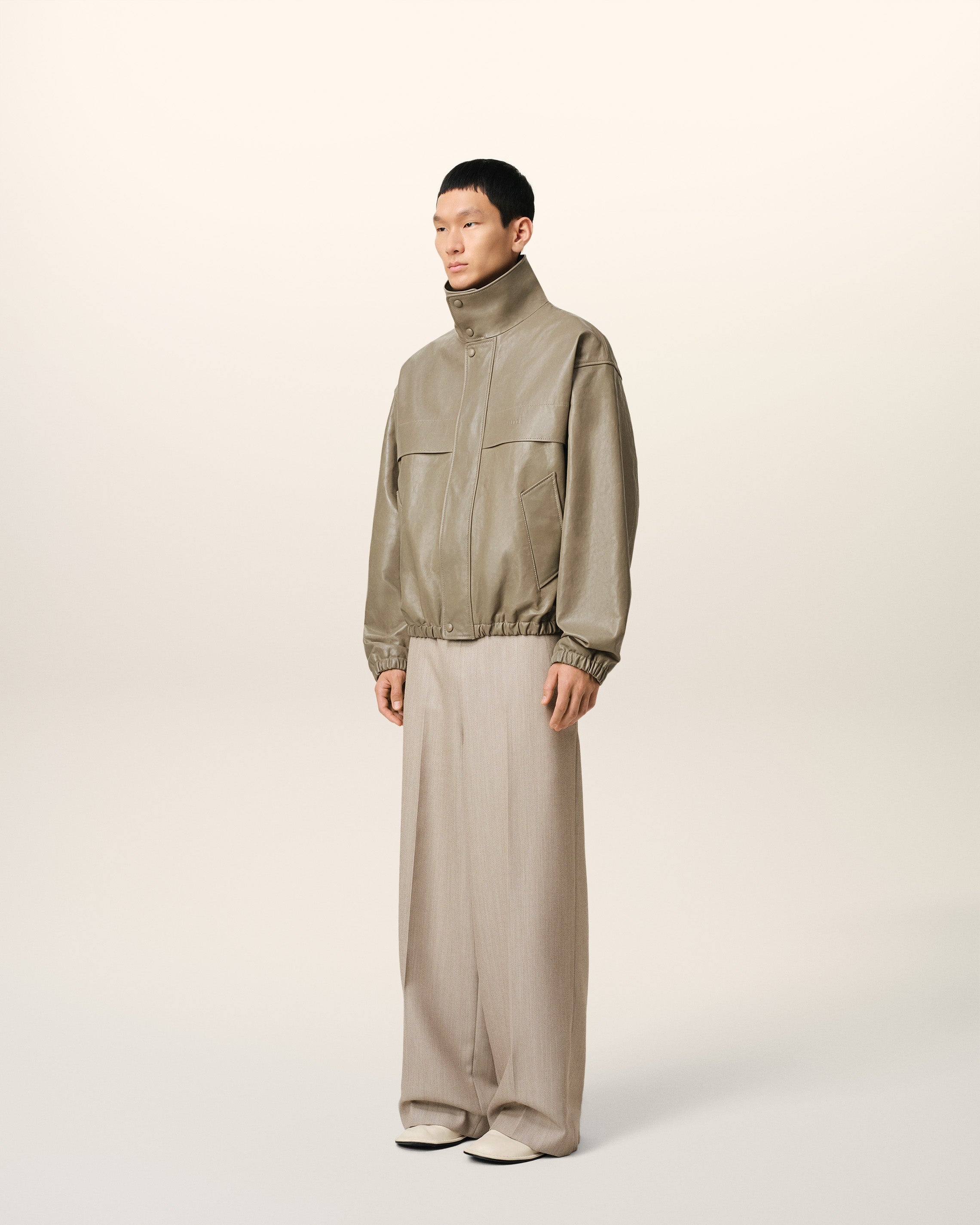 GREEN LEATHER ZIPPED JACKET - 6