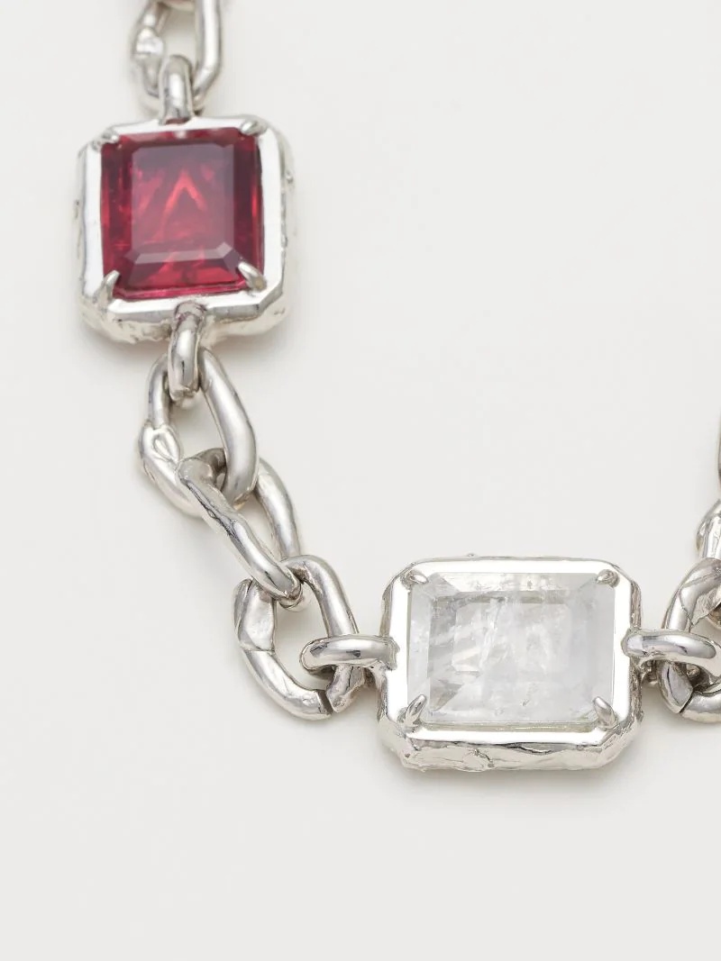 SMALL SQUARE CUT STONE NECKLACE - 4
