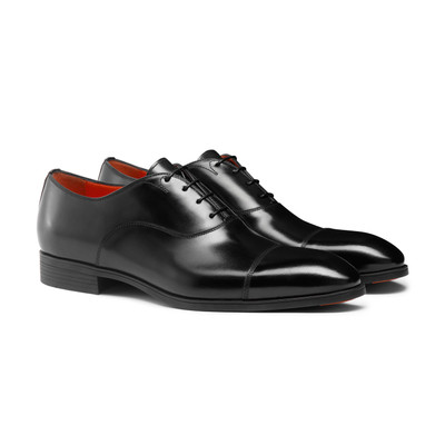 Santoni Men's black leather Oxford shoe outlook