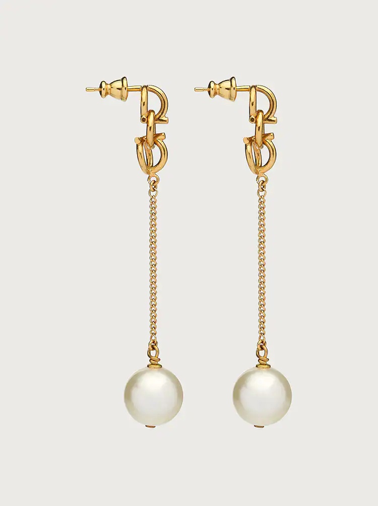 GANCIO 3D PENDANT EARRINGS WITH SYNTHETIC PEARLS - 2