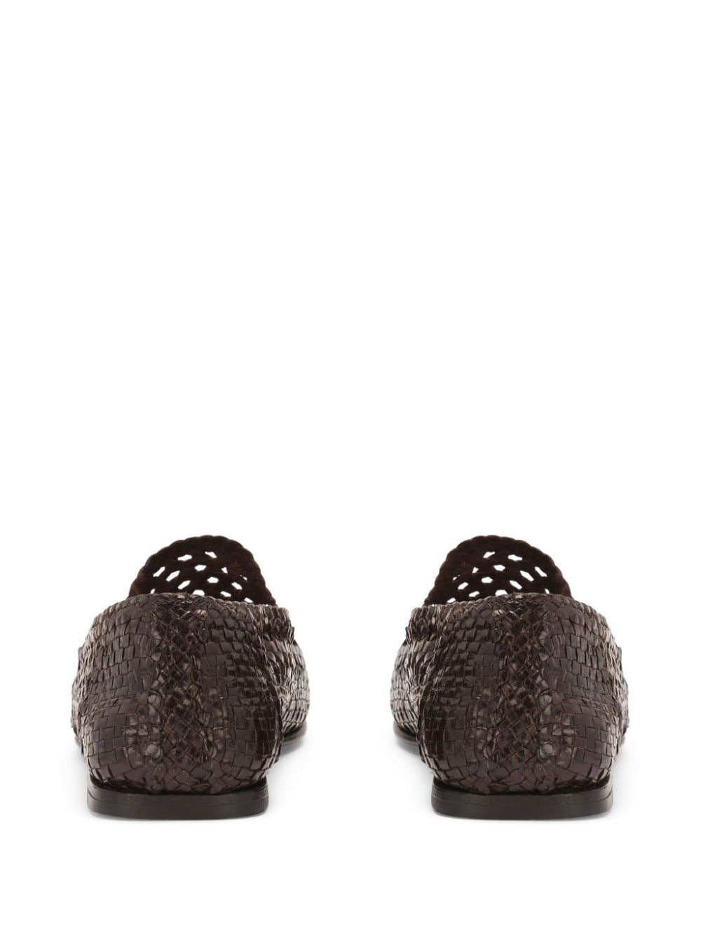 interwoven leather loafers - 3