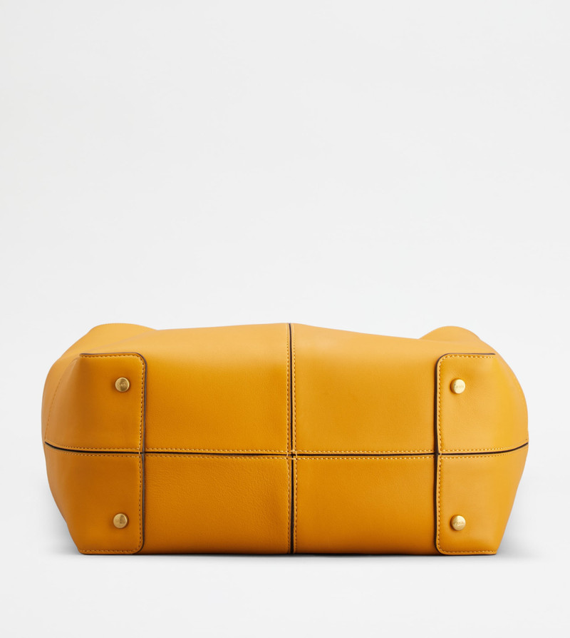 TOD'S DI BAG FOLIO SHOULDER BAG IN LEATHER LARGE - YELLOW 4
