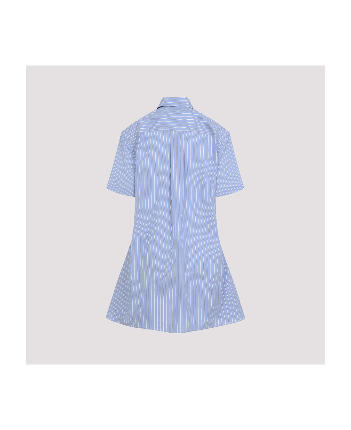 Light Blue Cotton Mini Dress - 4