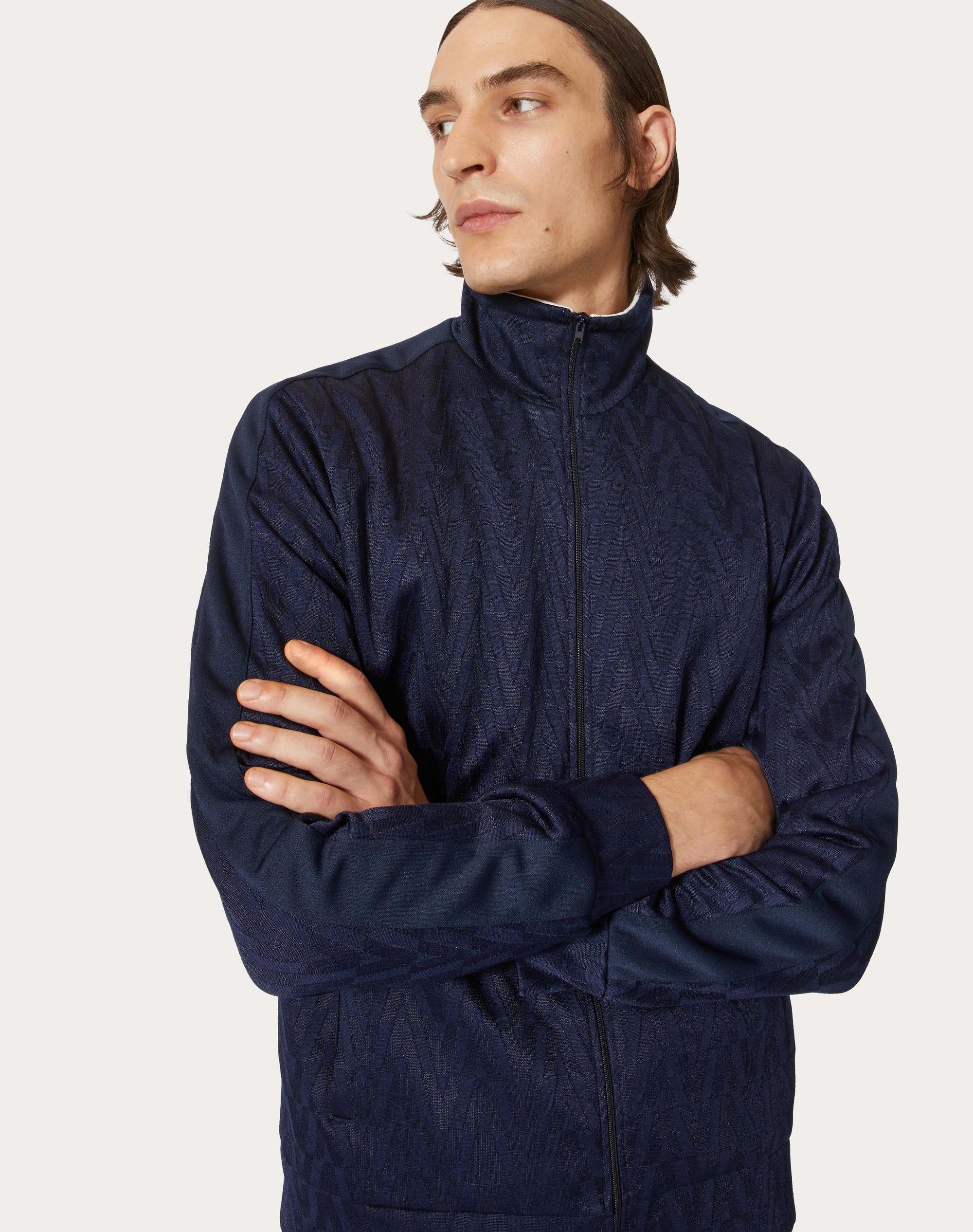 ZIP-UP SWEATSHIRT WITH OPTICAL VALENTINO JACQUARD - 5