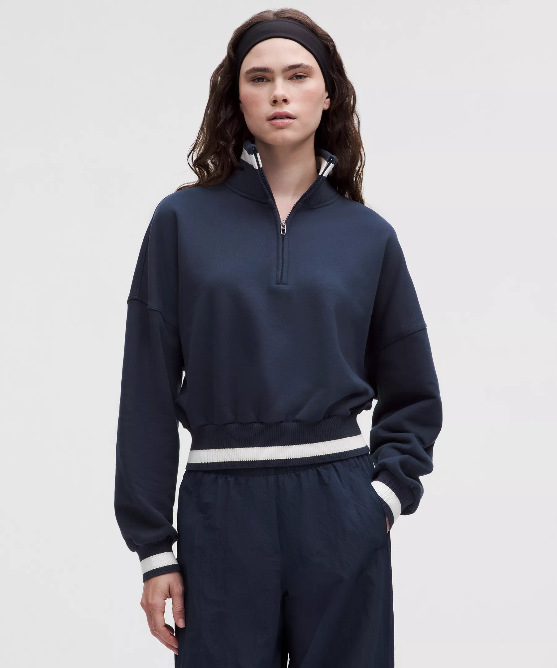 Perfectly Oversized Ringer Funnel-Neck Half Zip - 1