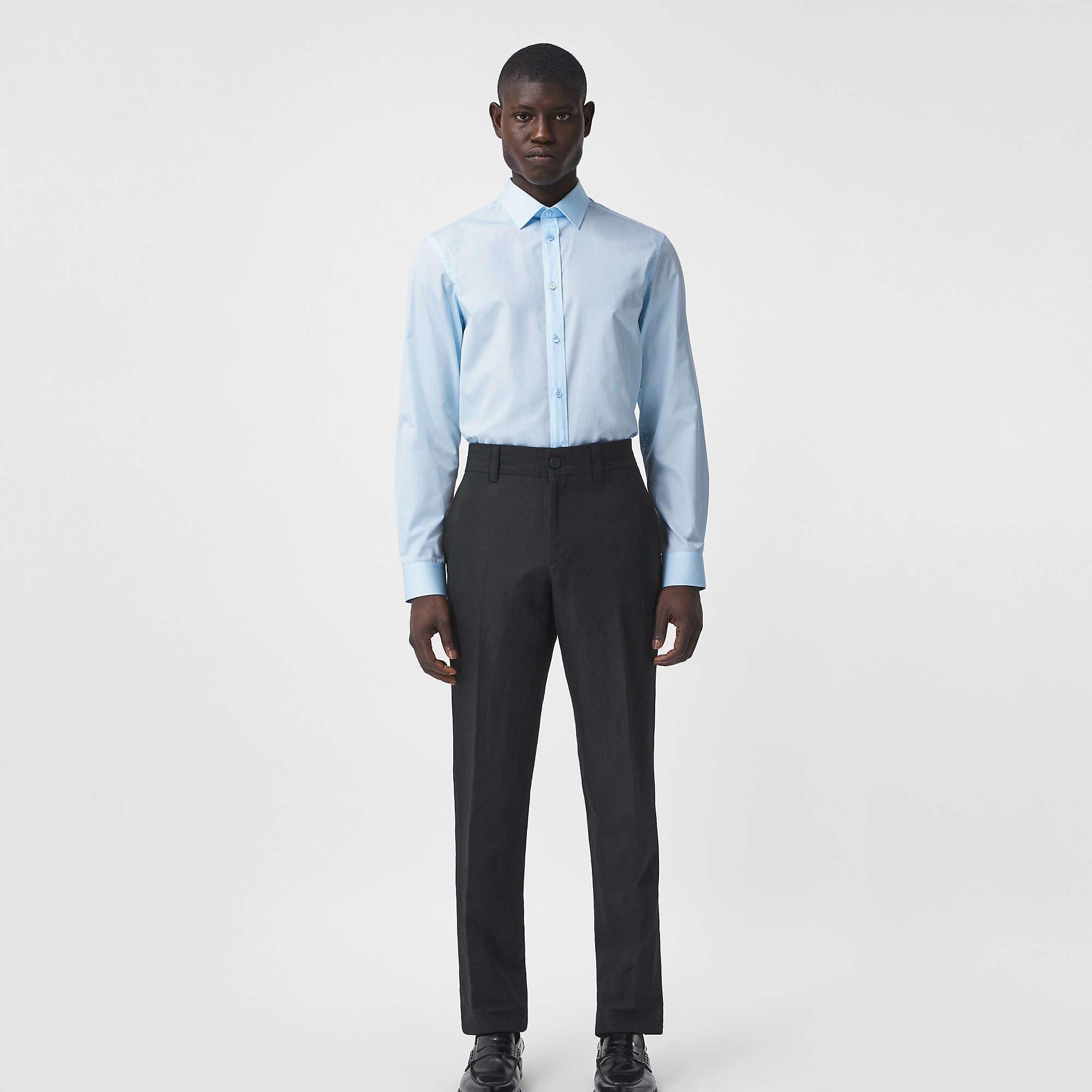 Slim Fit Monogram Motif Cotton Poplin Shirt - 4