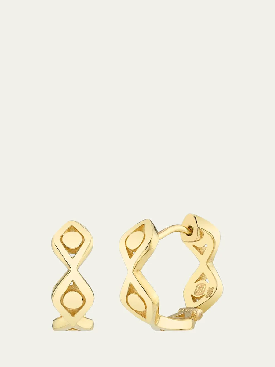 14k Evil Eye Huggie Hoop Earrings - 1