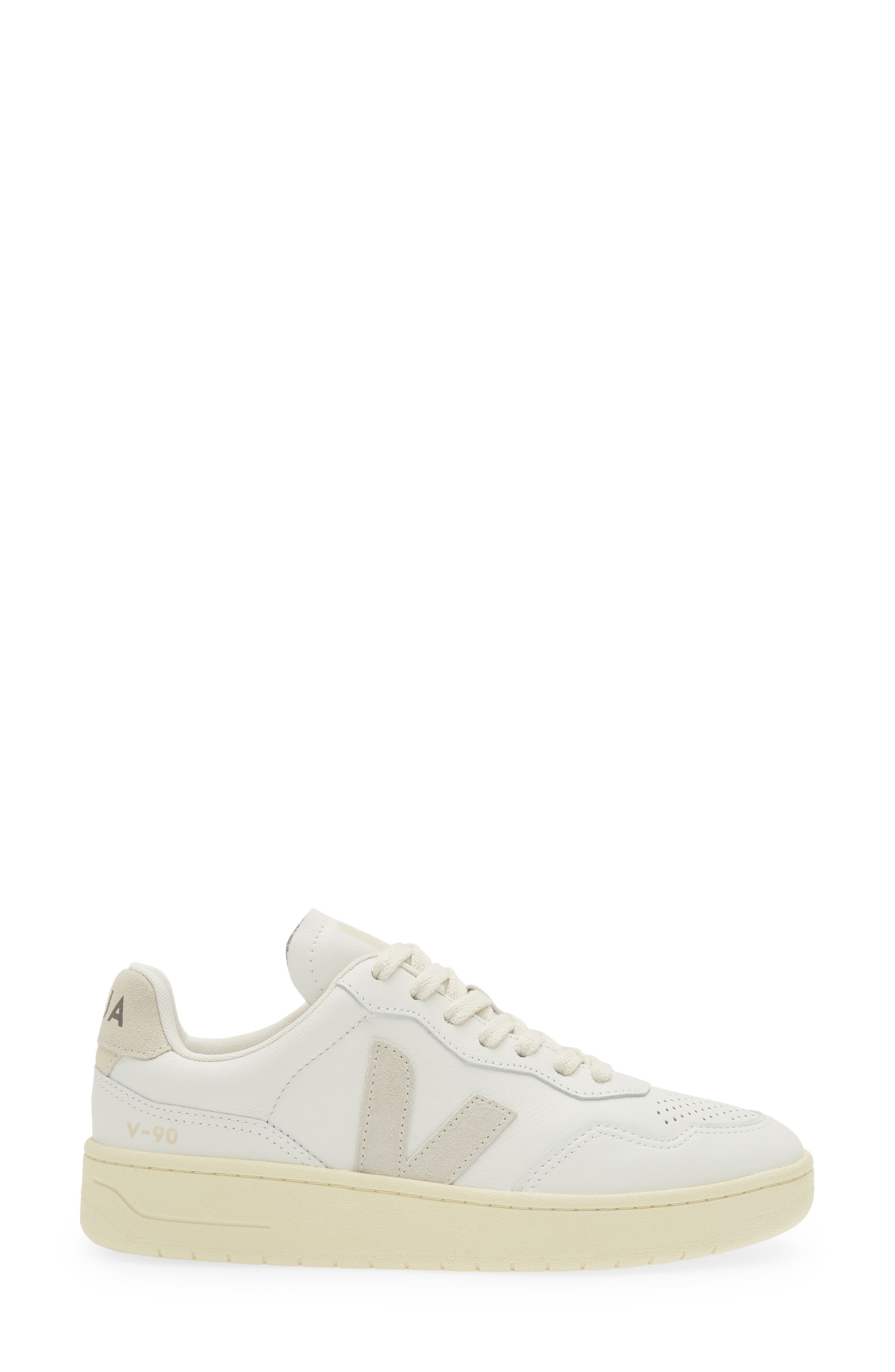 Veja V-90 Leather Sneaker in Extra-White/Natural at Nordstrom - 3