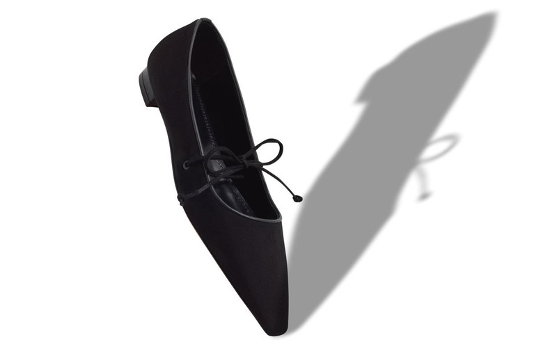 Manolo Blahnik Black Suede Flat Pumps outlook