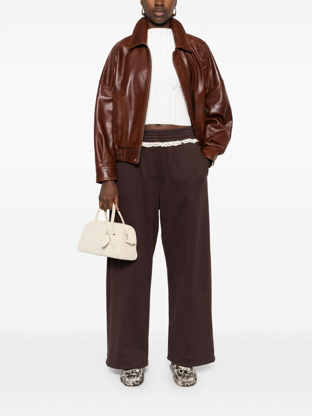 lace-detail cotton track pants - 2