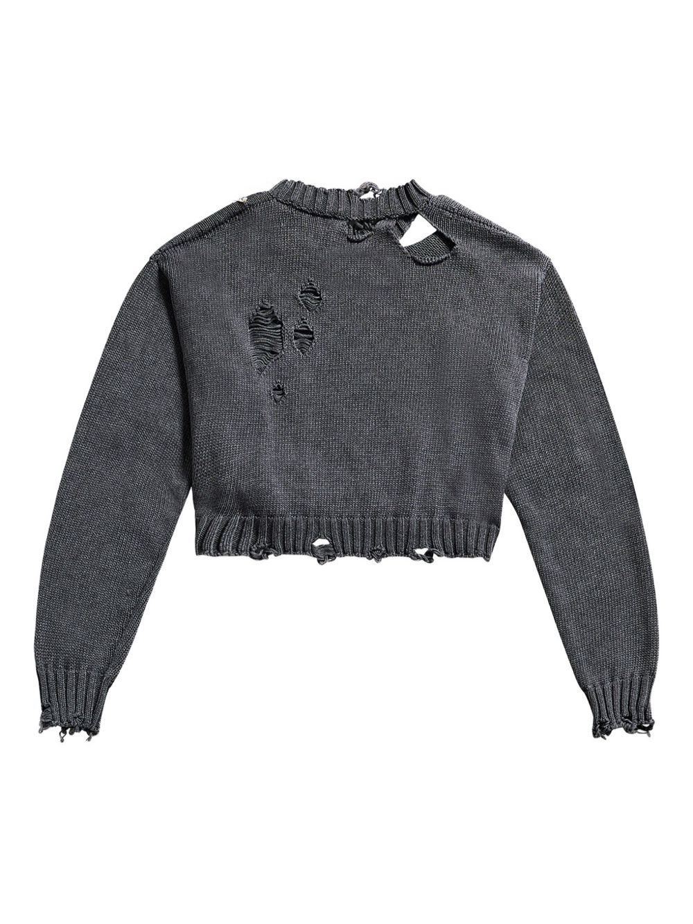 crystal-embellished distressed sweater - 5