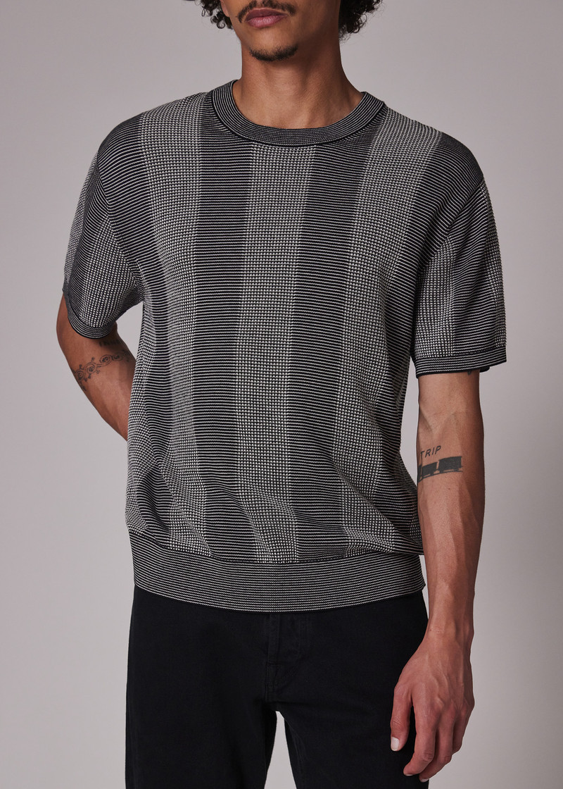 Black Silk-Blend Geo Short-Sleeve Sweater 7