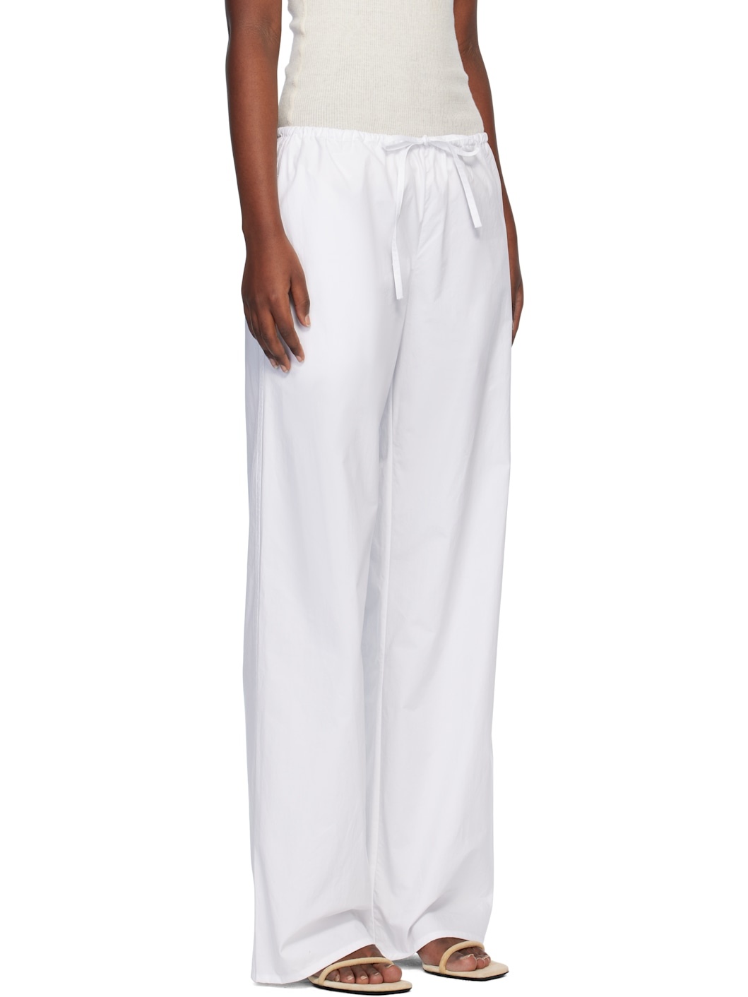 White Drawcord Trousers - 2