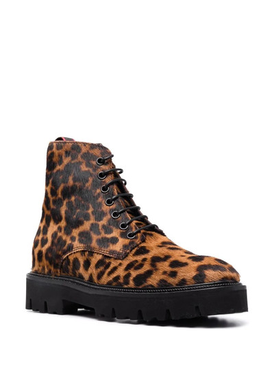 Paul Smith fur-trimed animal-print boots outlook