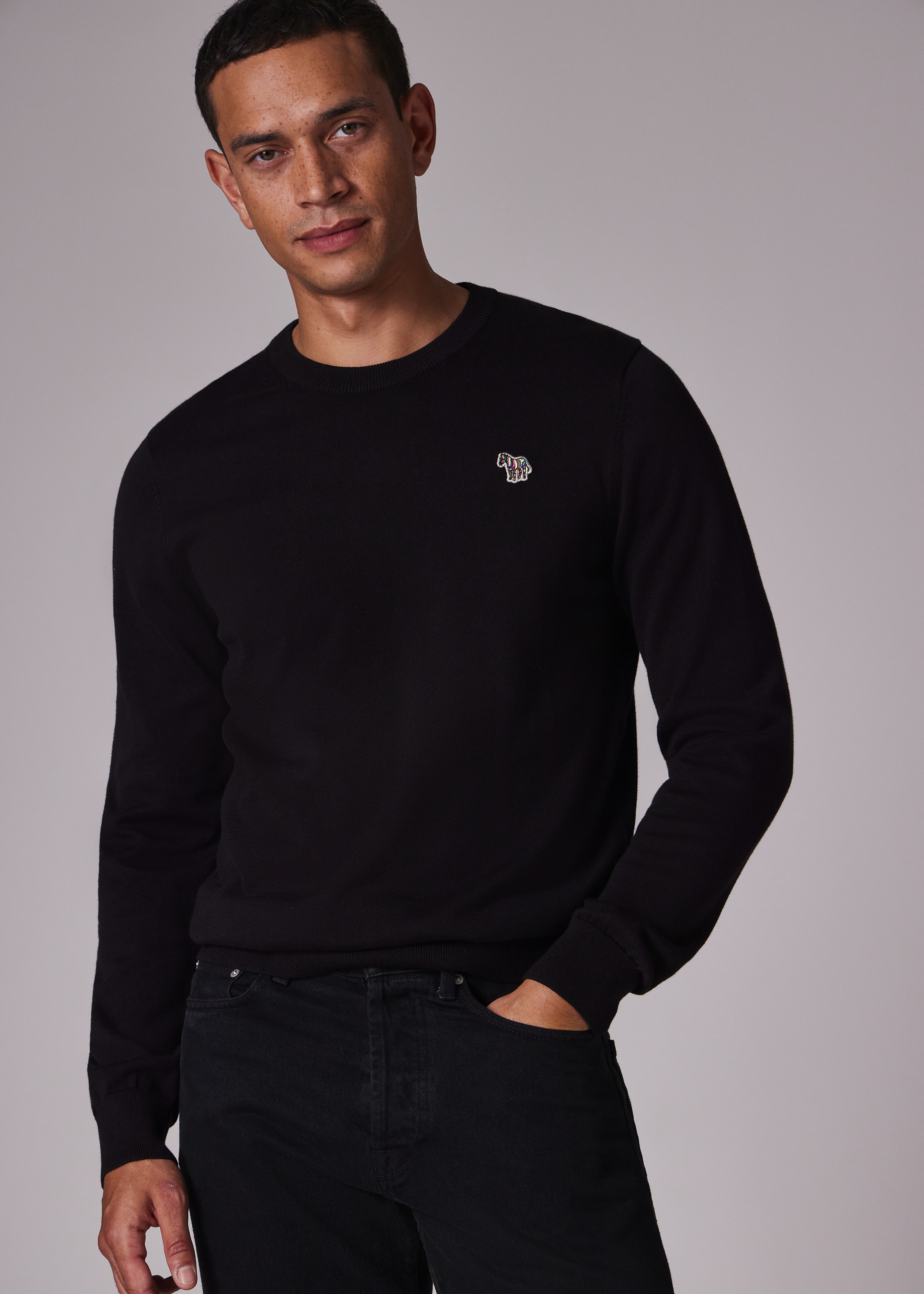 Black Organic Cotton Zebra Logo Sweater - 4