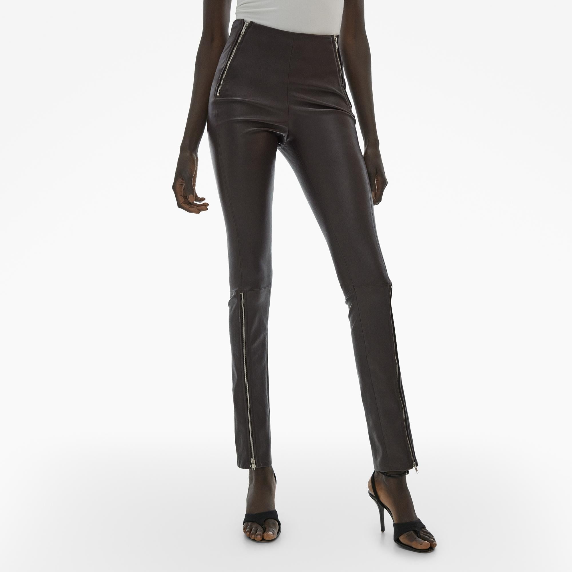 LEATHER ZIP SKINNY PANT - 3