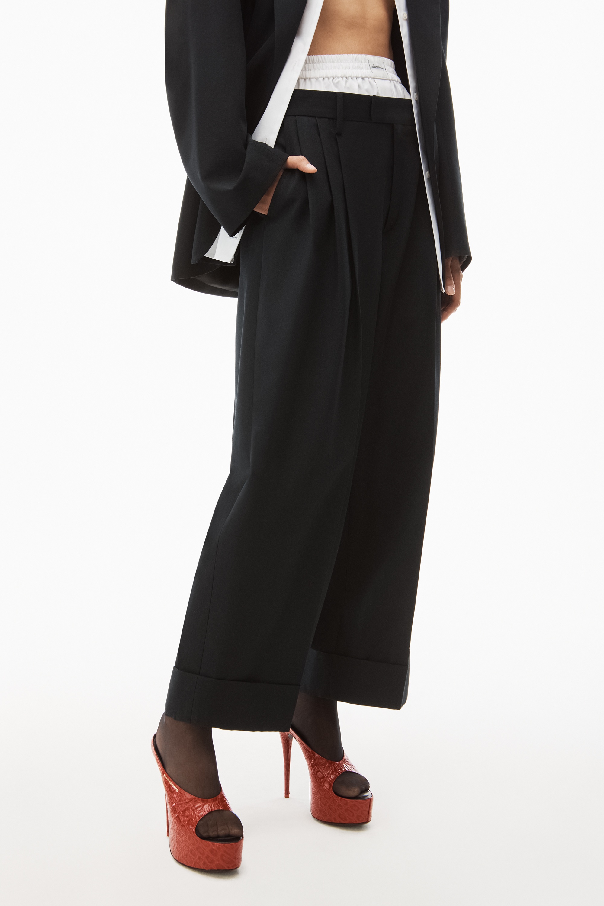 LAYERED TAILORED TROUSER IN WOOL BLEND - 3