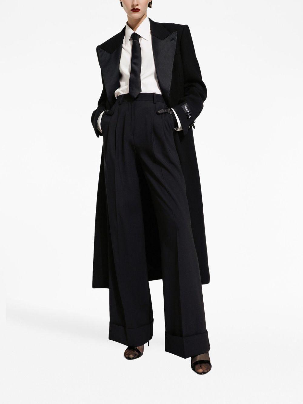 peak-lapel single-breasted coat - 2