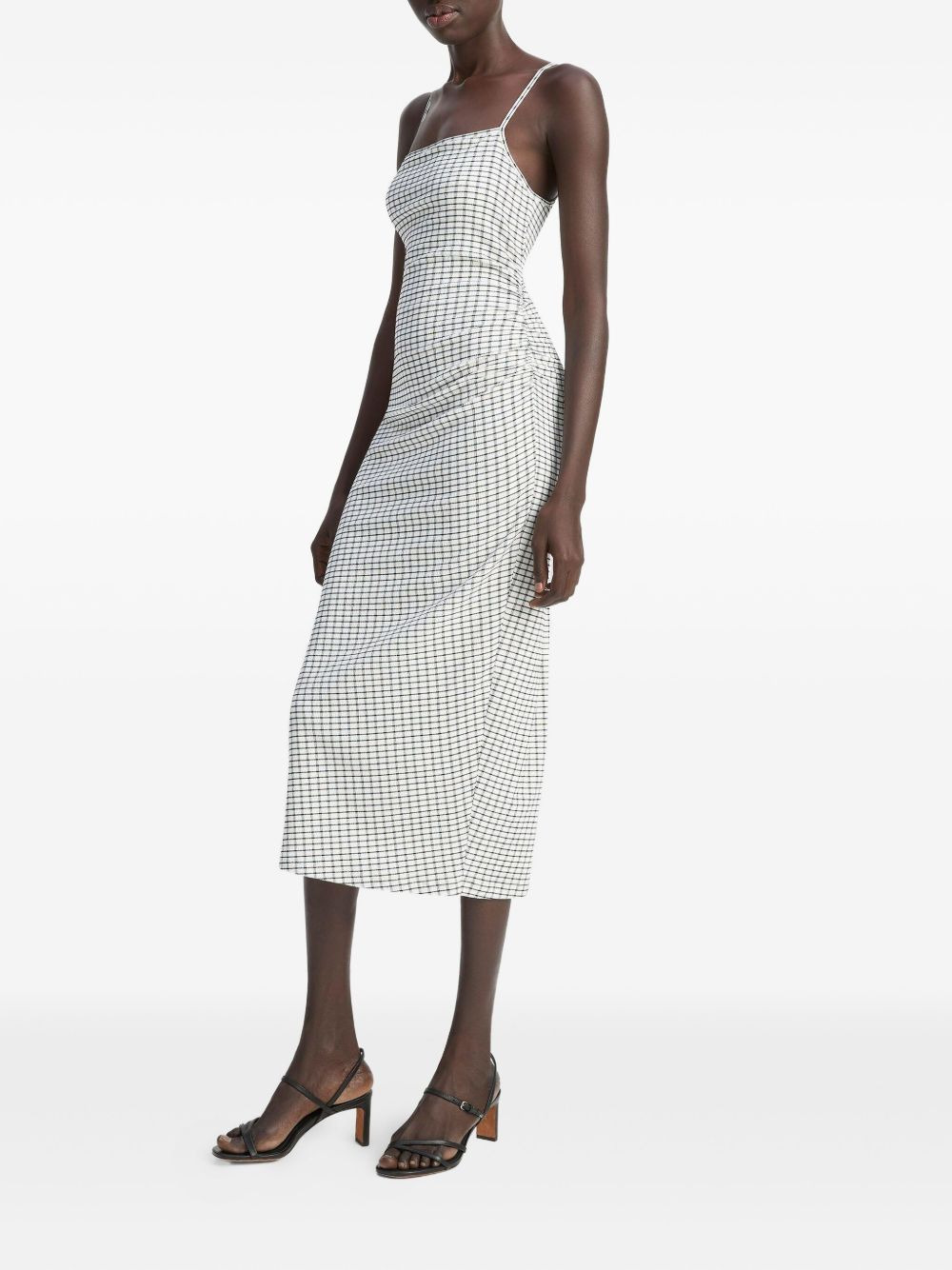 checked side-rouche dress - 3