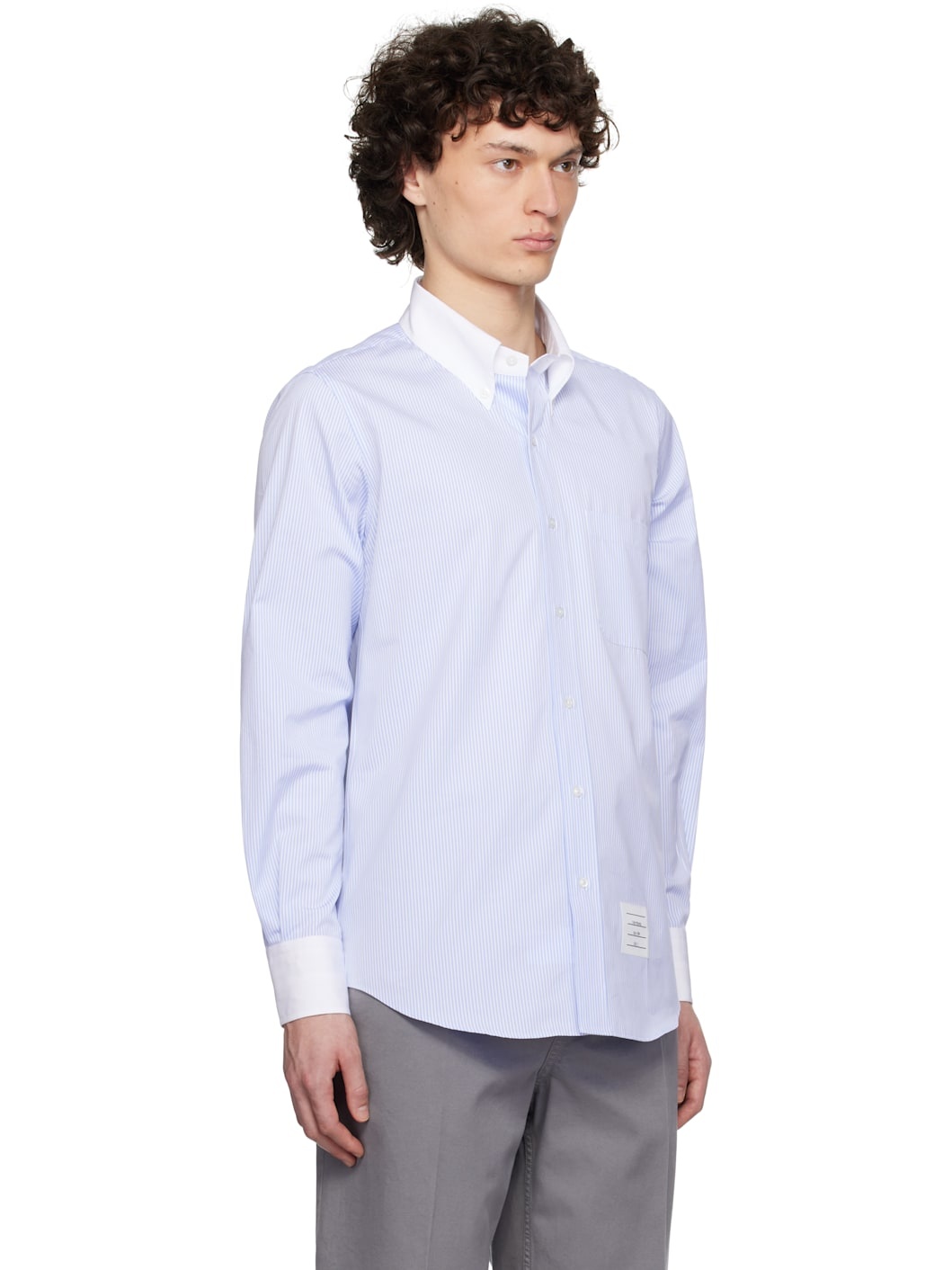 Blue & White Straight Fit L/S BD Shirt - 2