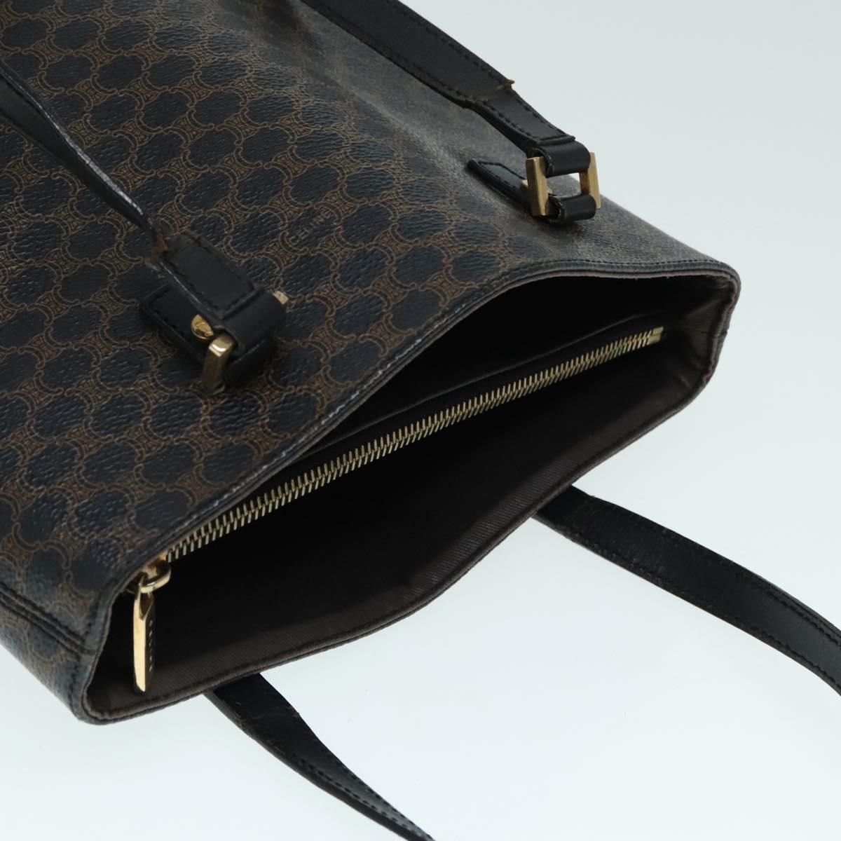 CELINE Macadam Canvas Hand Bag Pvc Black Gold - 6