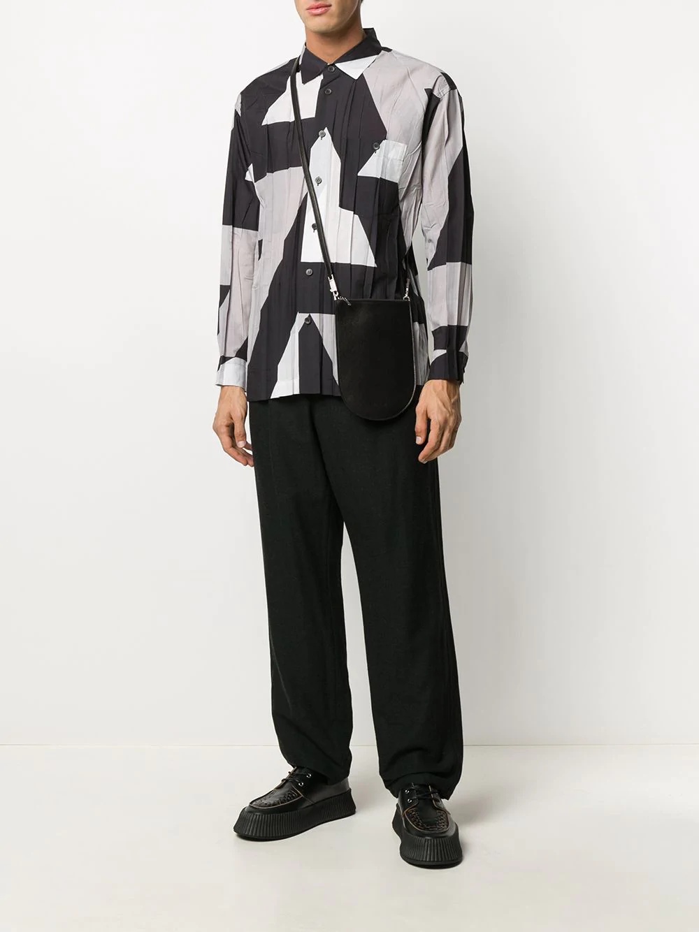 abstract-print pleated shirt - 2