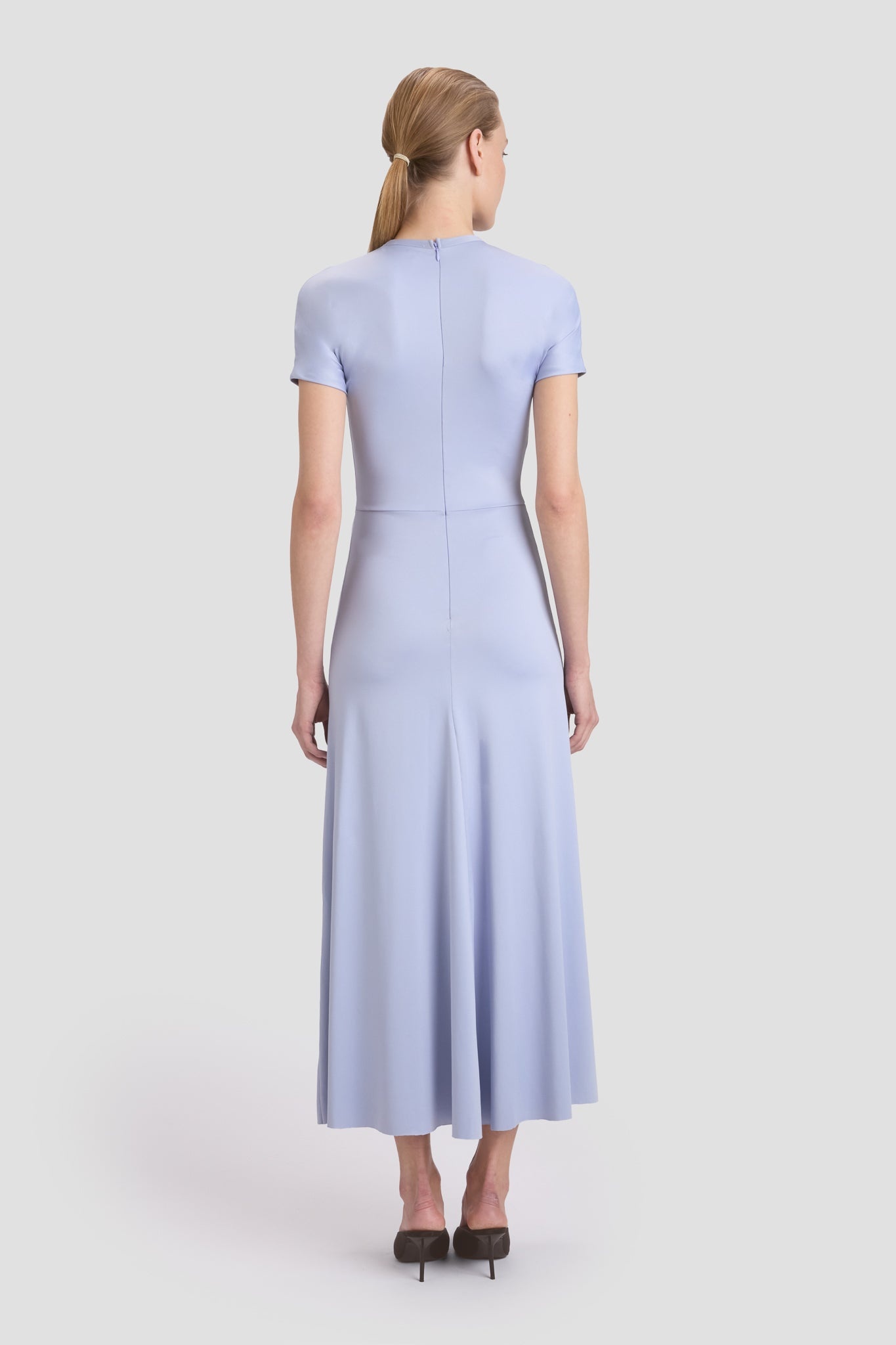 Gathered Waist T-Shirt Midi Dress In Delphinium Blue - 6