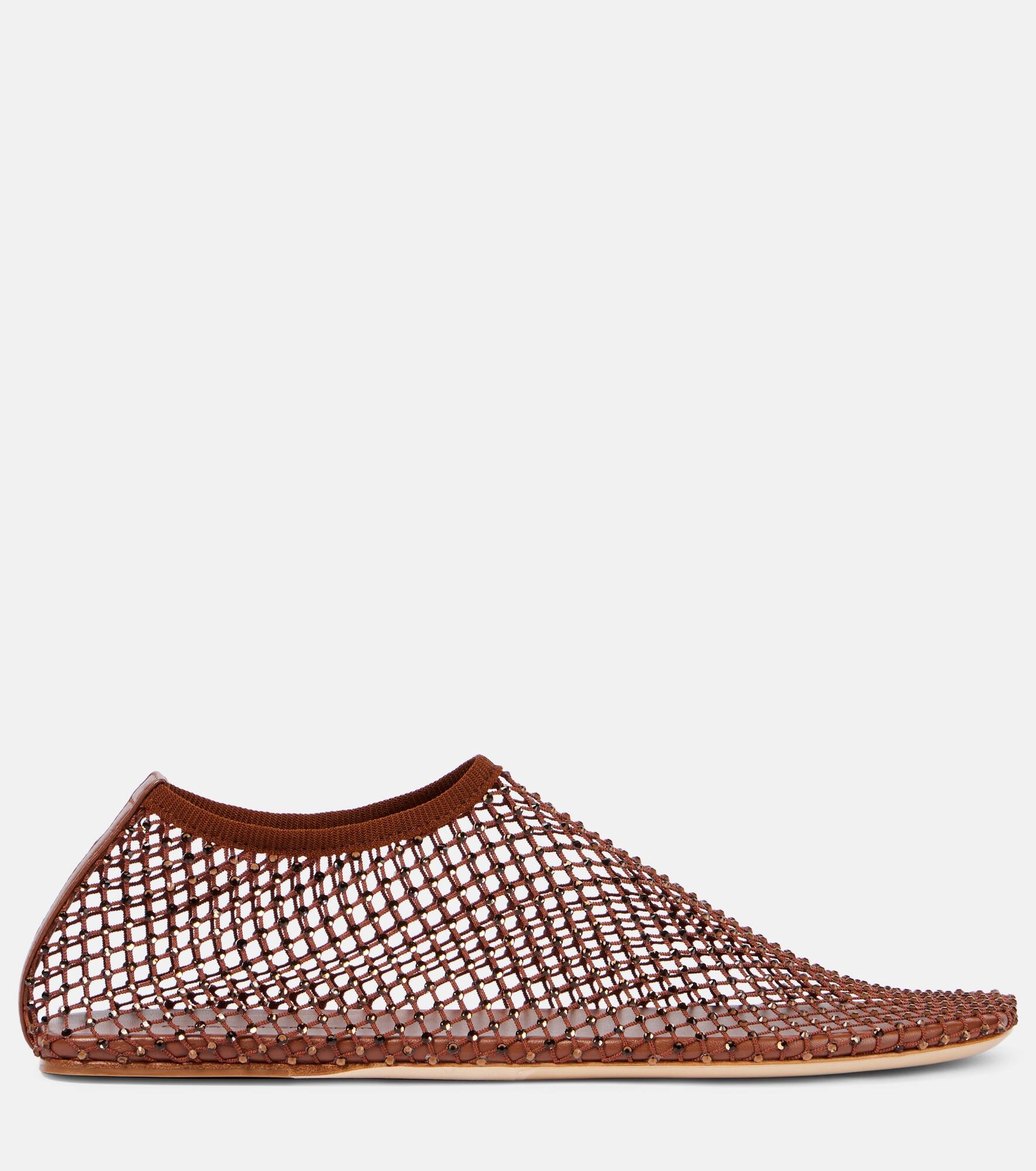 Minette crystal-embellished mesh flats - 4