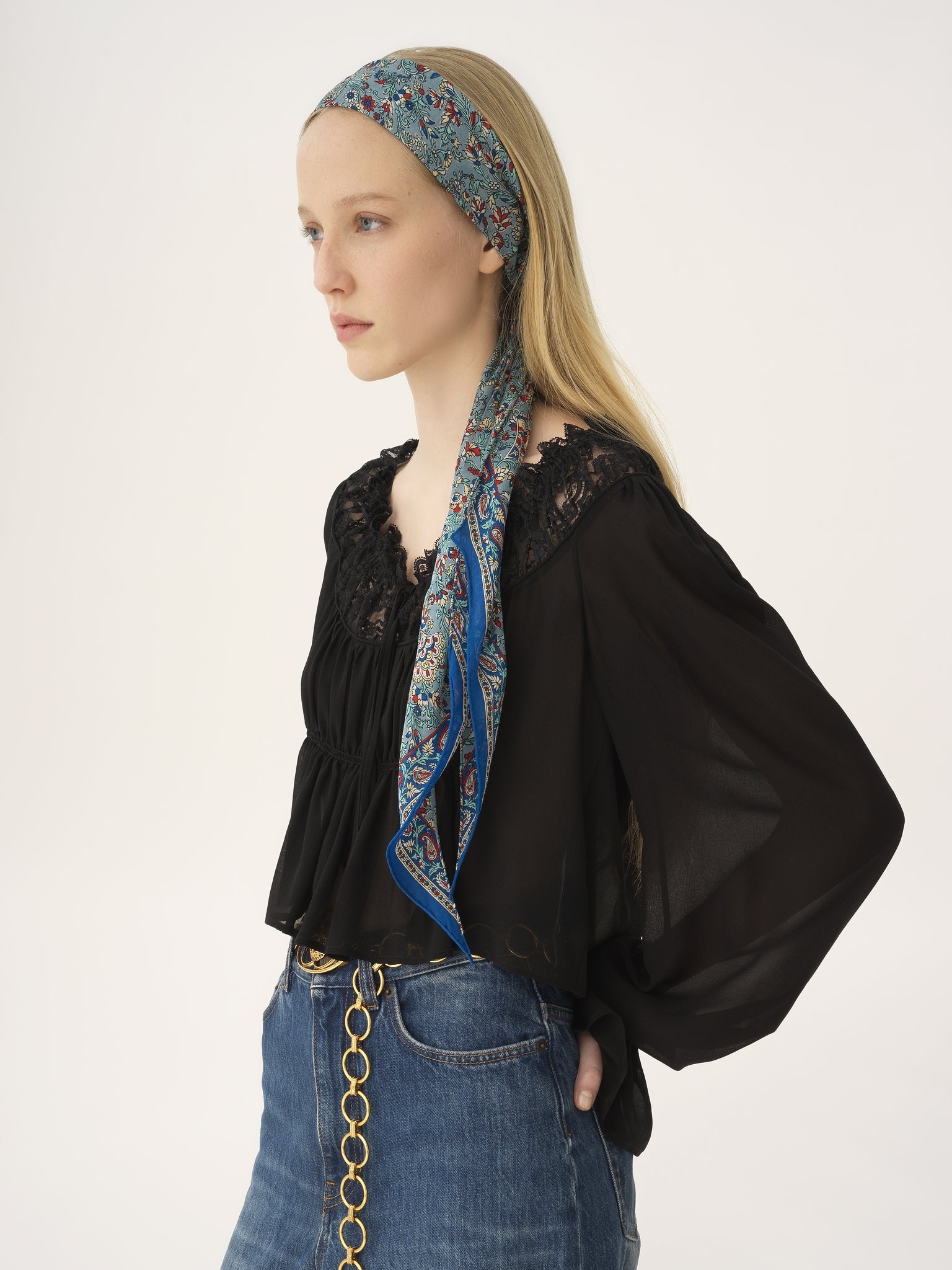 THE CHLOÉ PAISLEY BANDEAU SCARF IN SILK CHARMEUSE - 4
