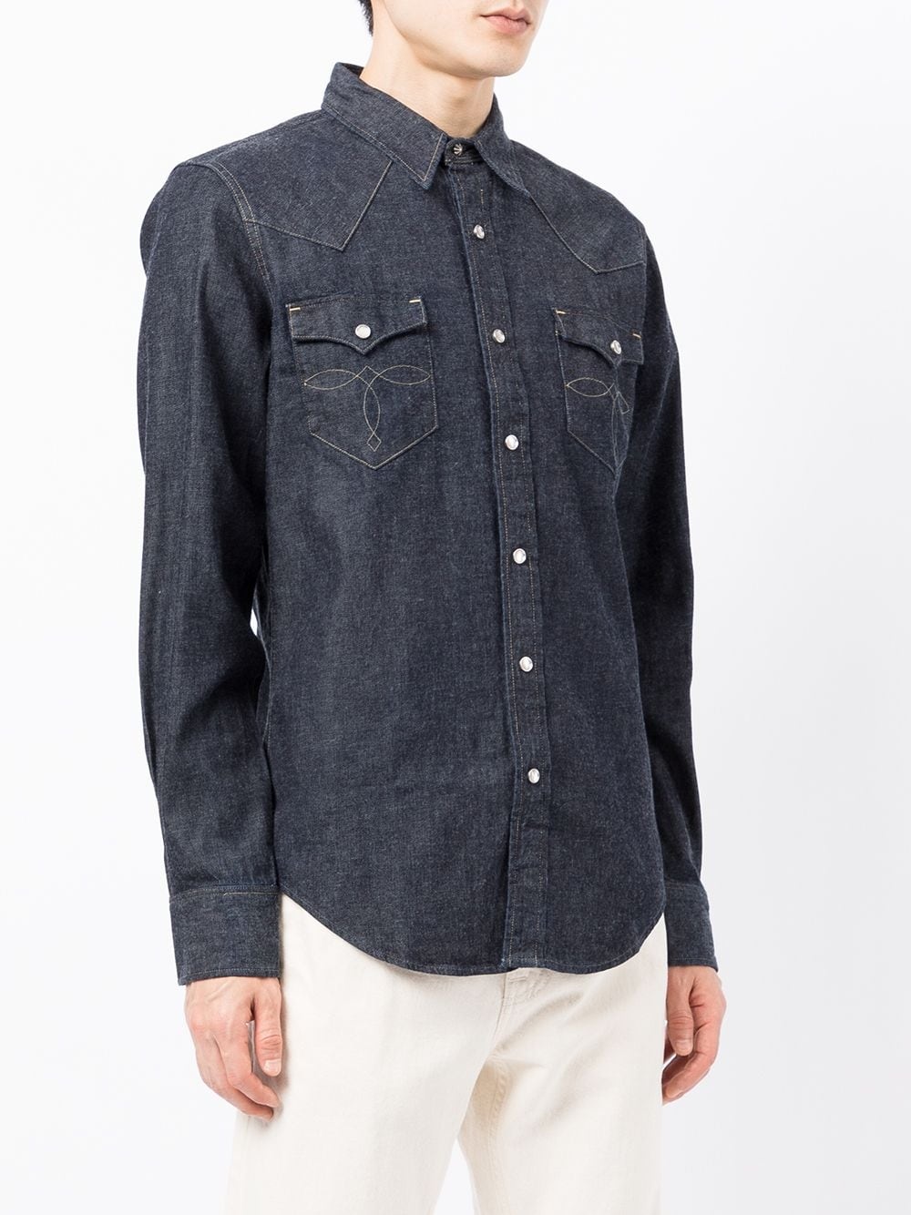 long-sleeve denim Western shirt - 3