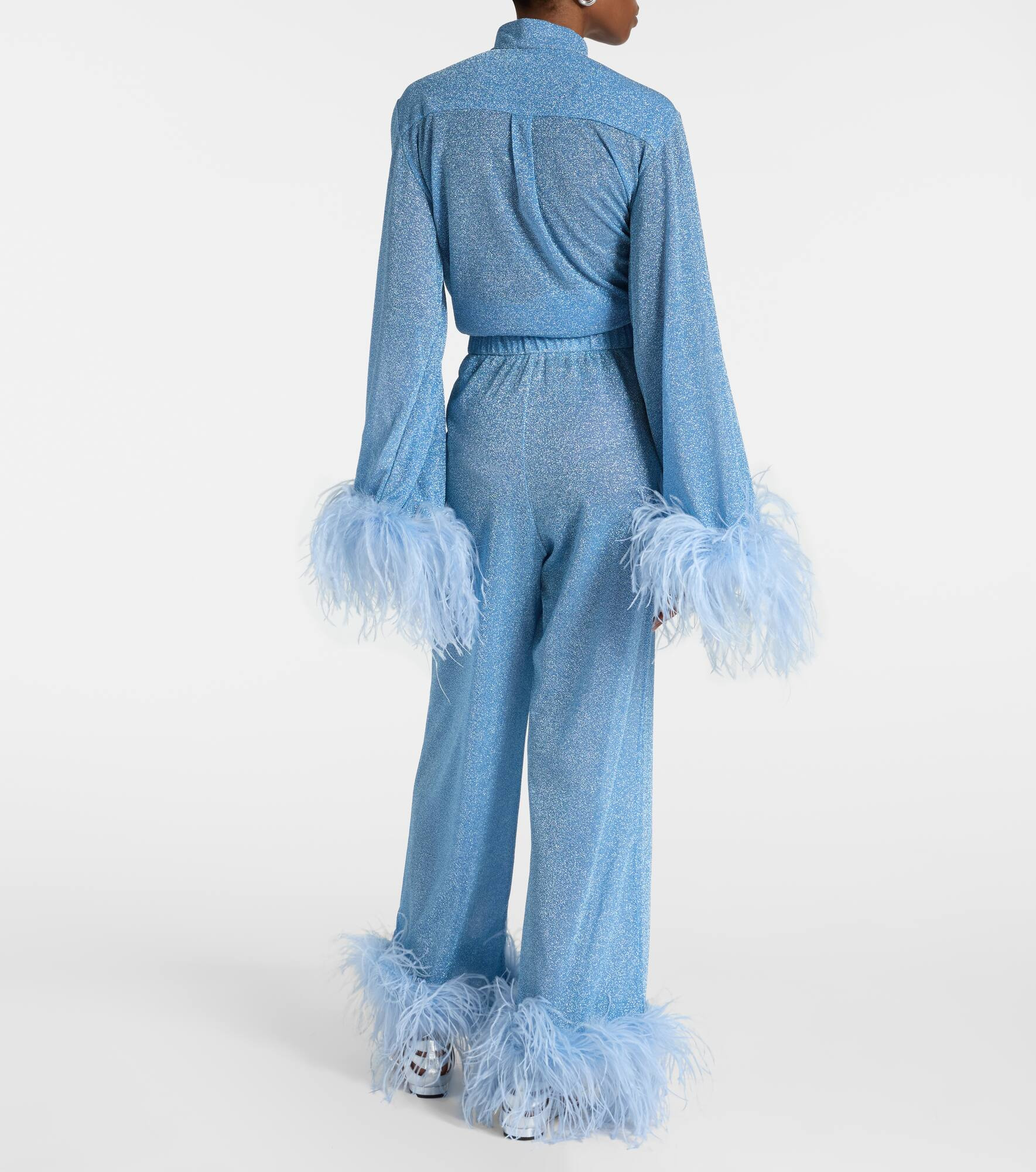Lumière feather-trimmed wide-leg pants - 3