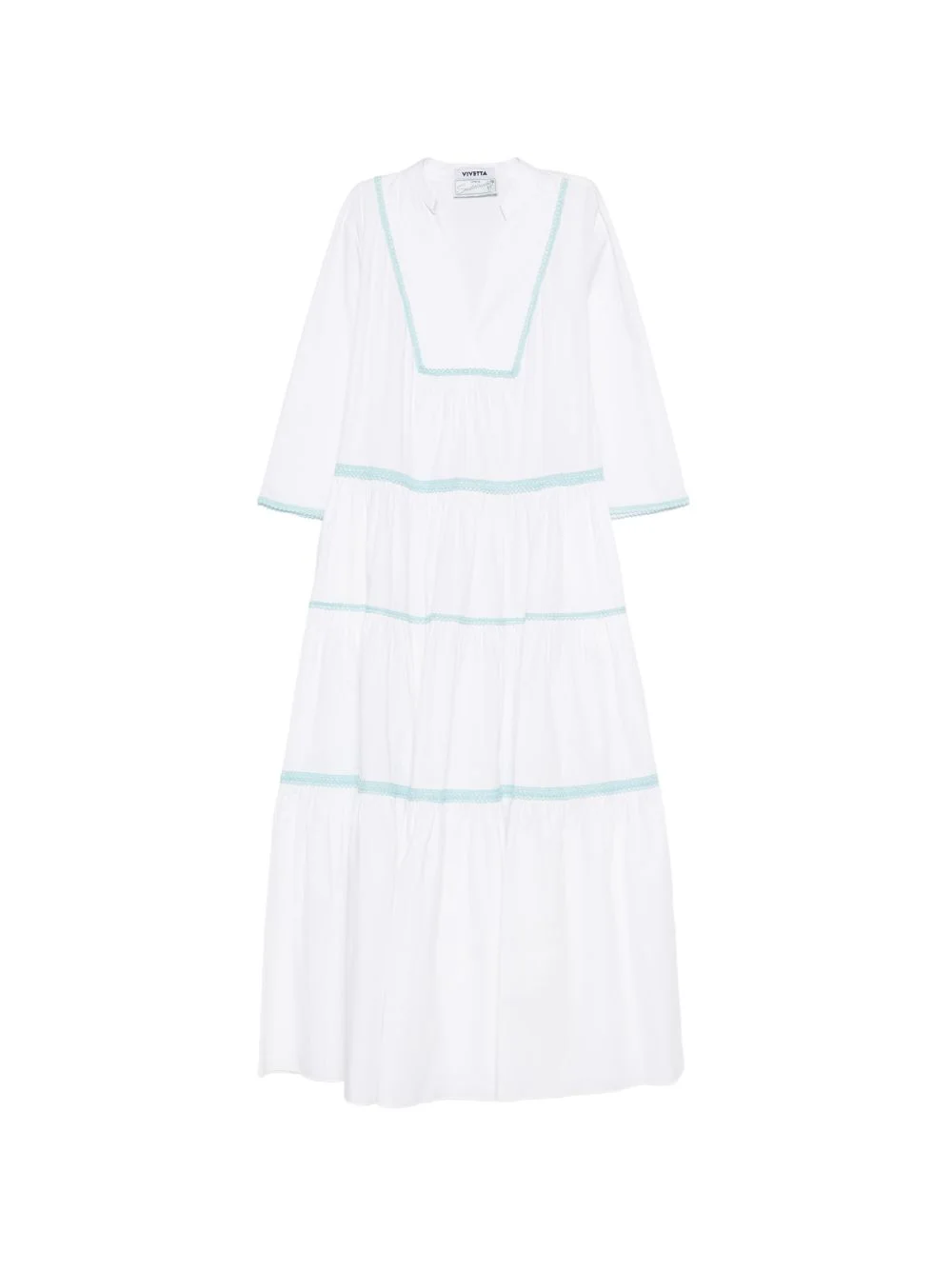 V-neck crochet-trim maxi dress - 1